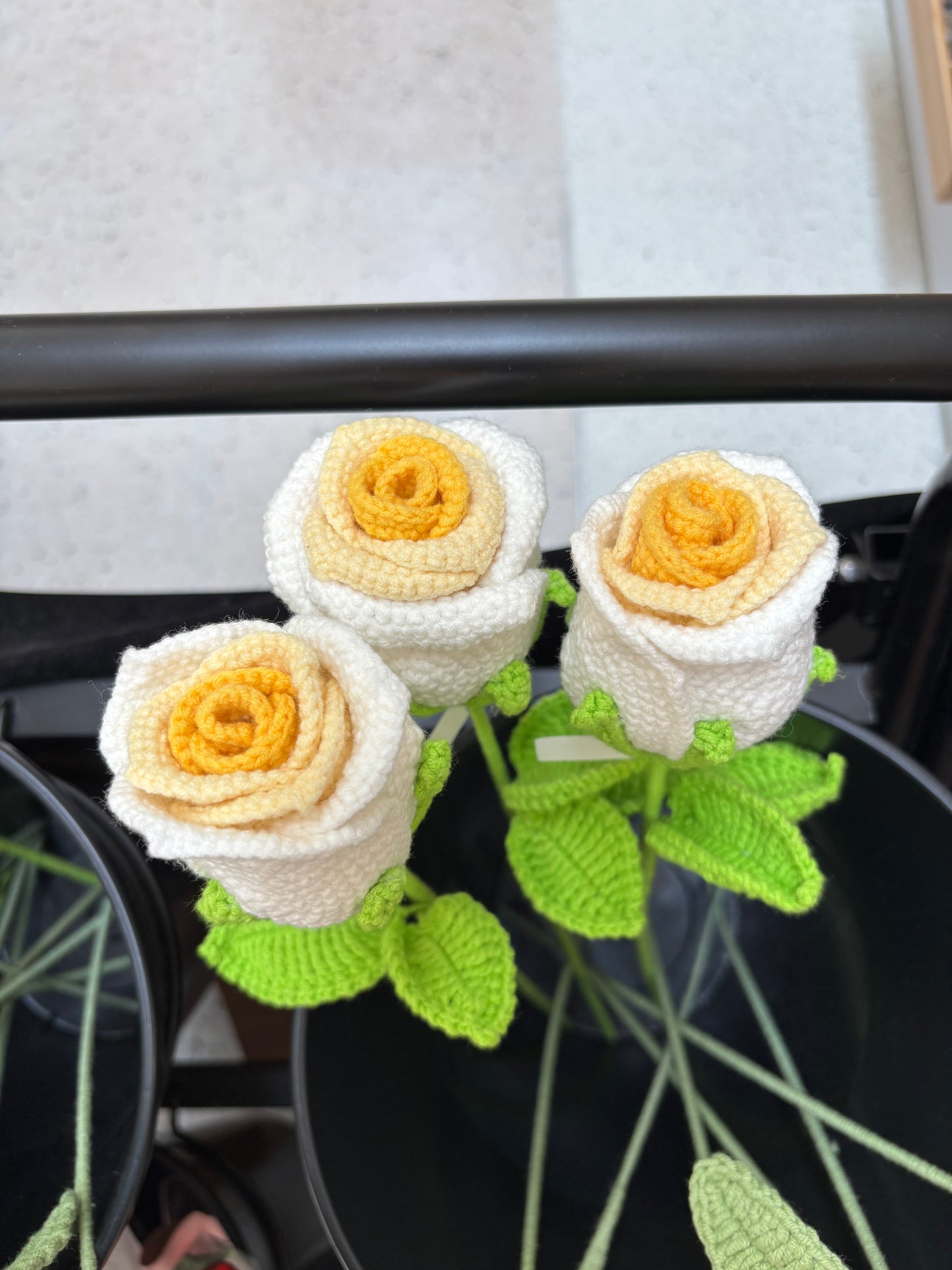 Hand-Crocheted Long-Stem Rose