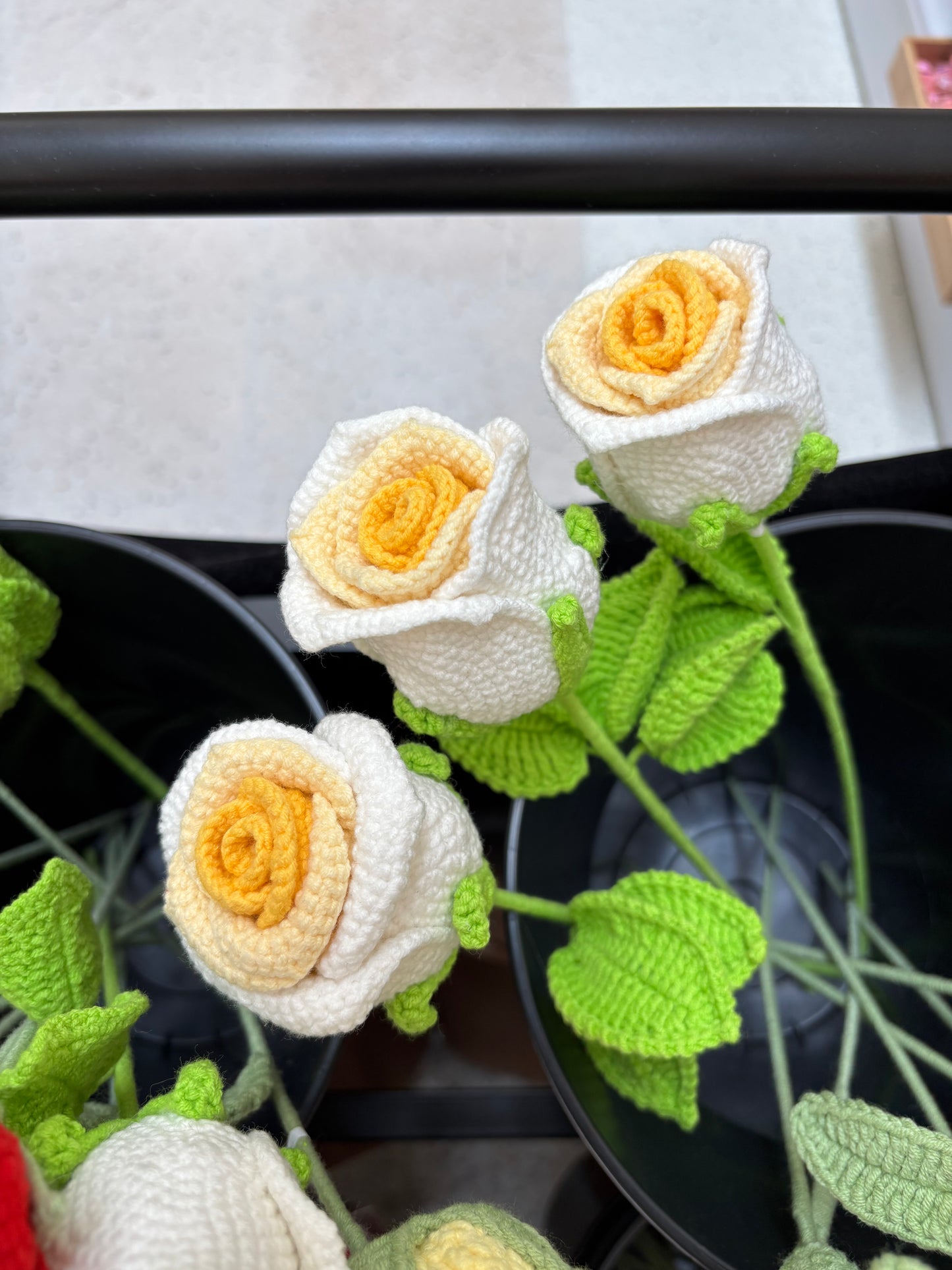 Hand-Crocheted Long-Stem Rose