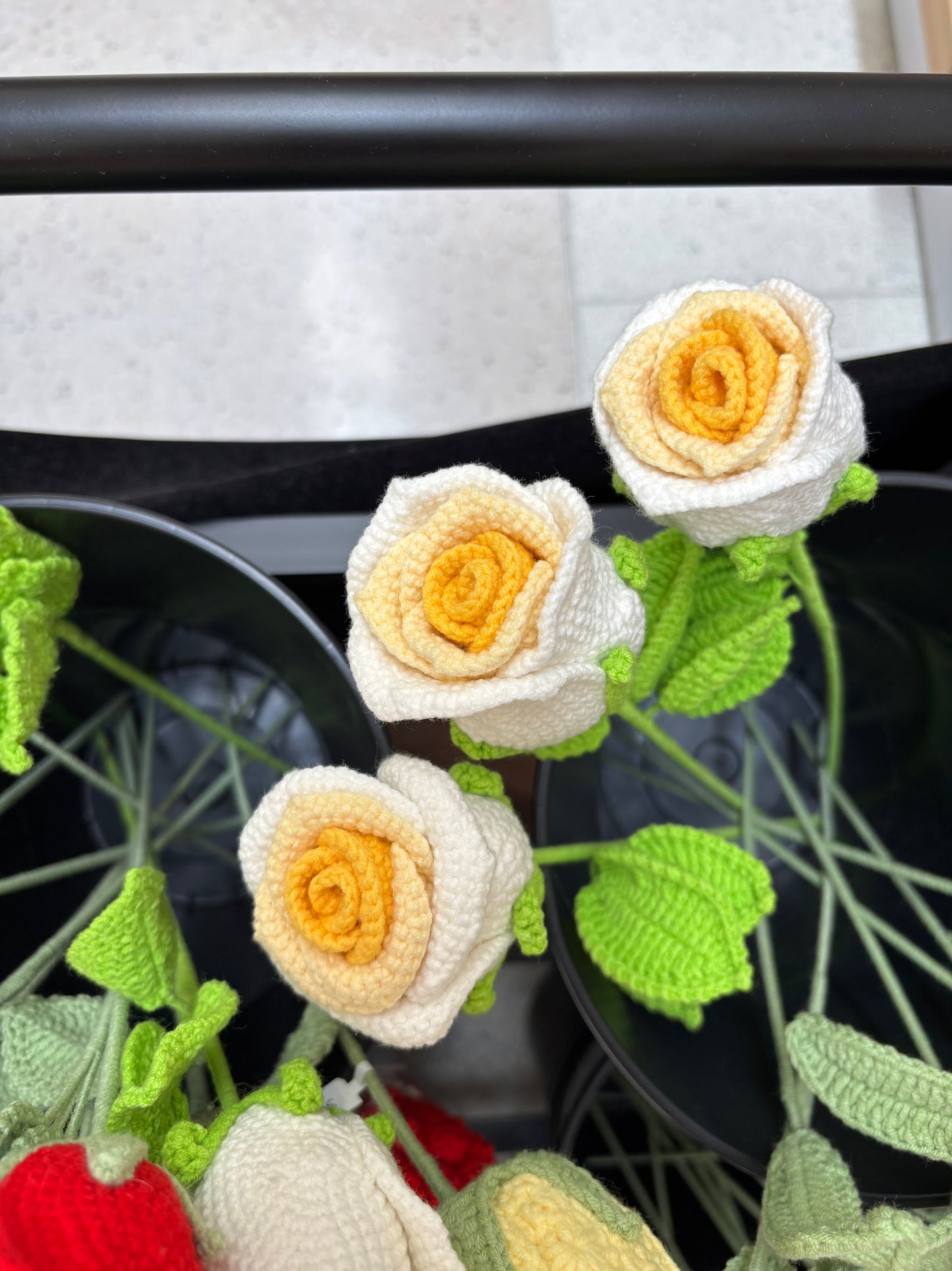 Hand-Crocheted Long-Stem Rose