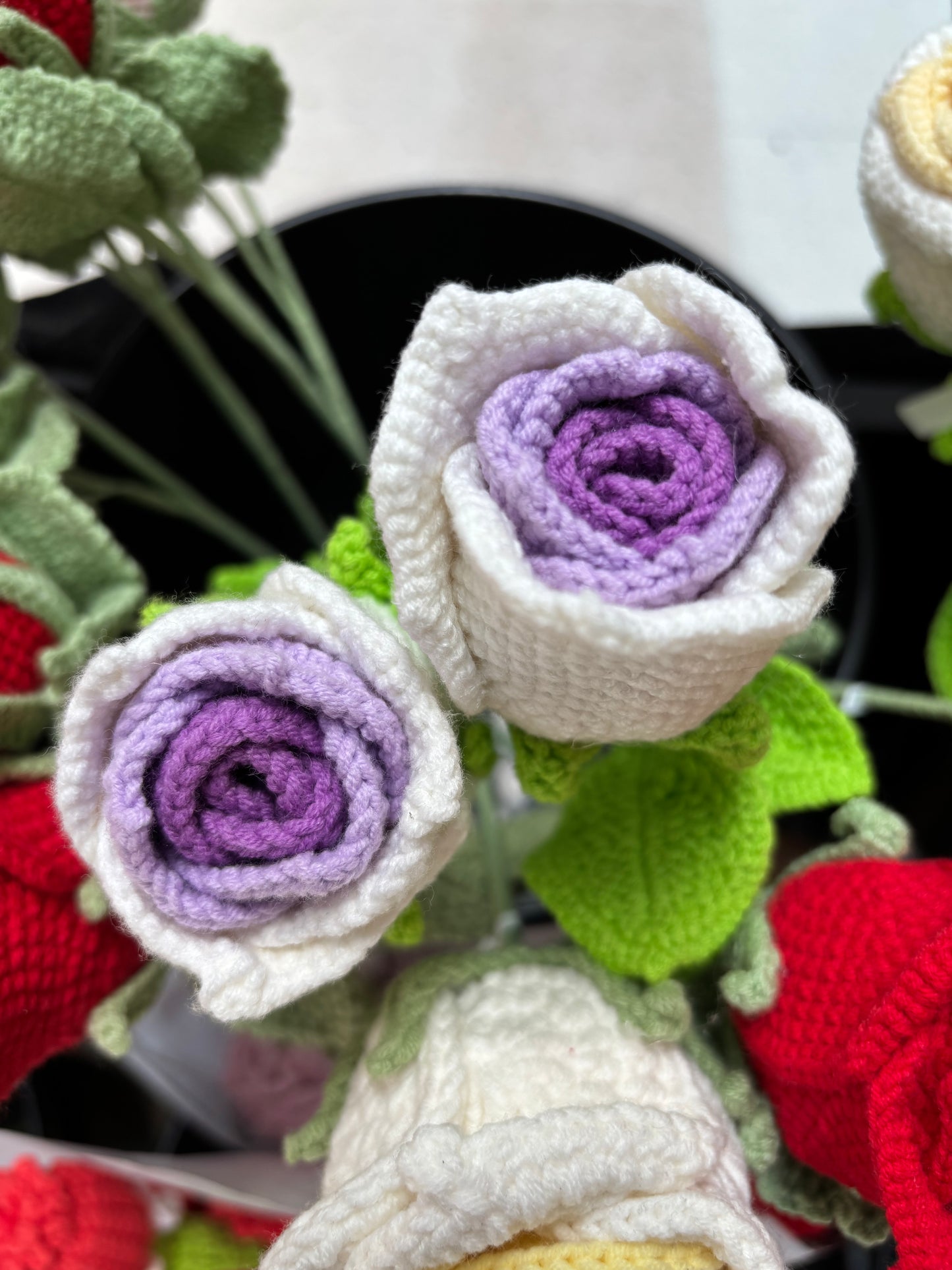 Hand-Crocheted Long-Stem Rose