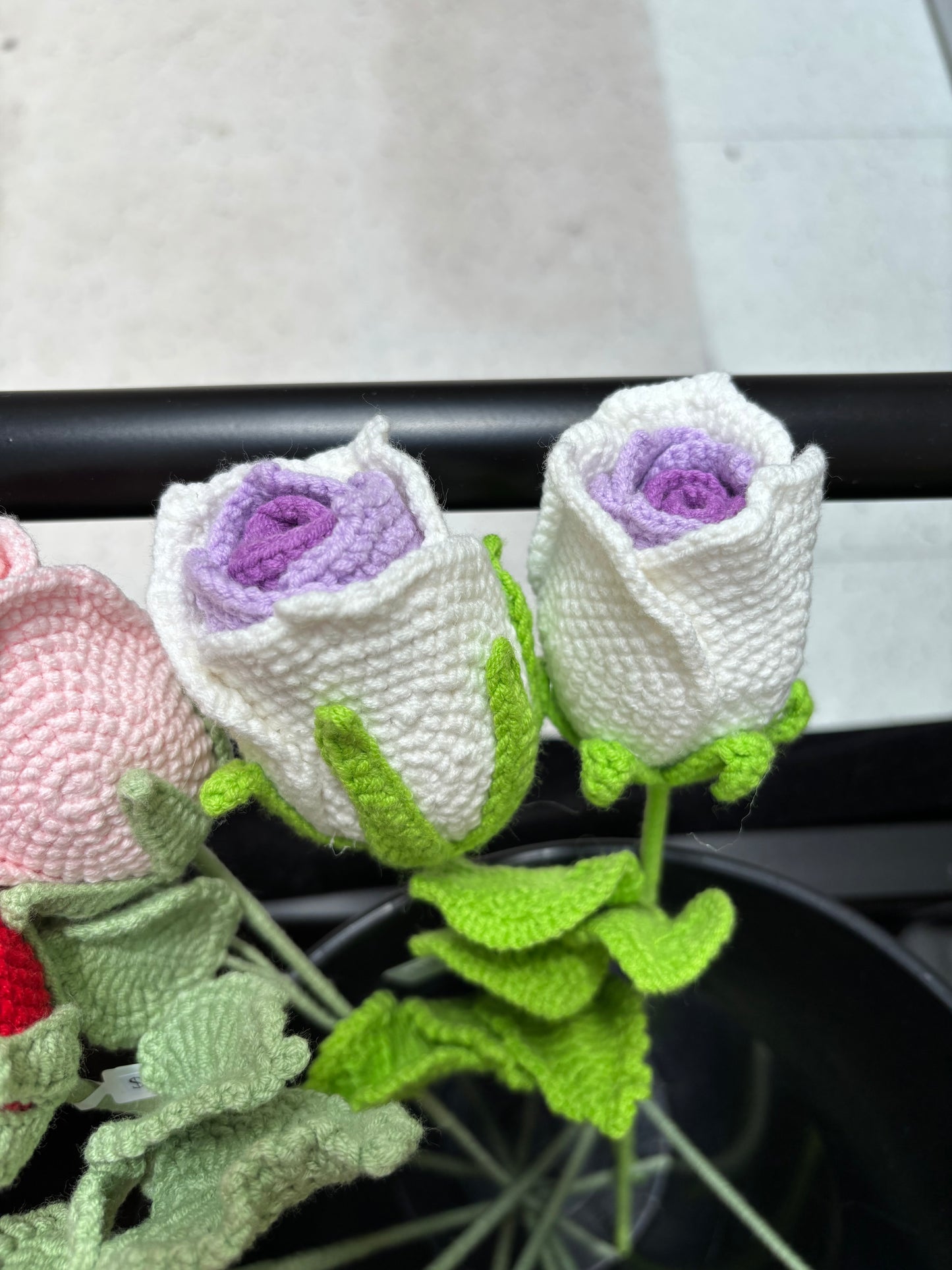 Hand-Crocheted Long-Stem Rose
