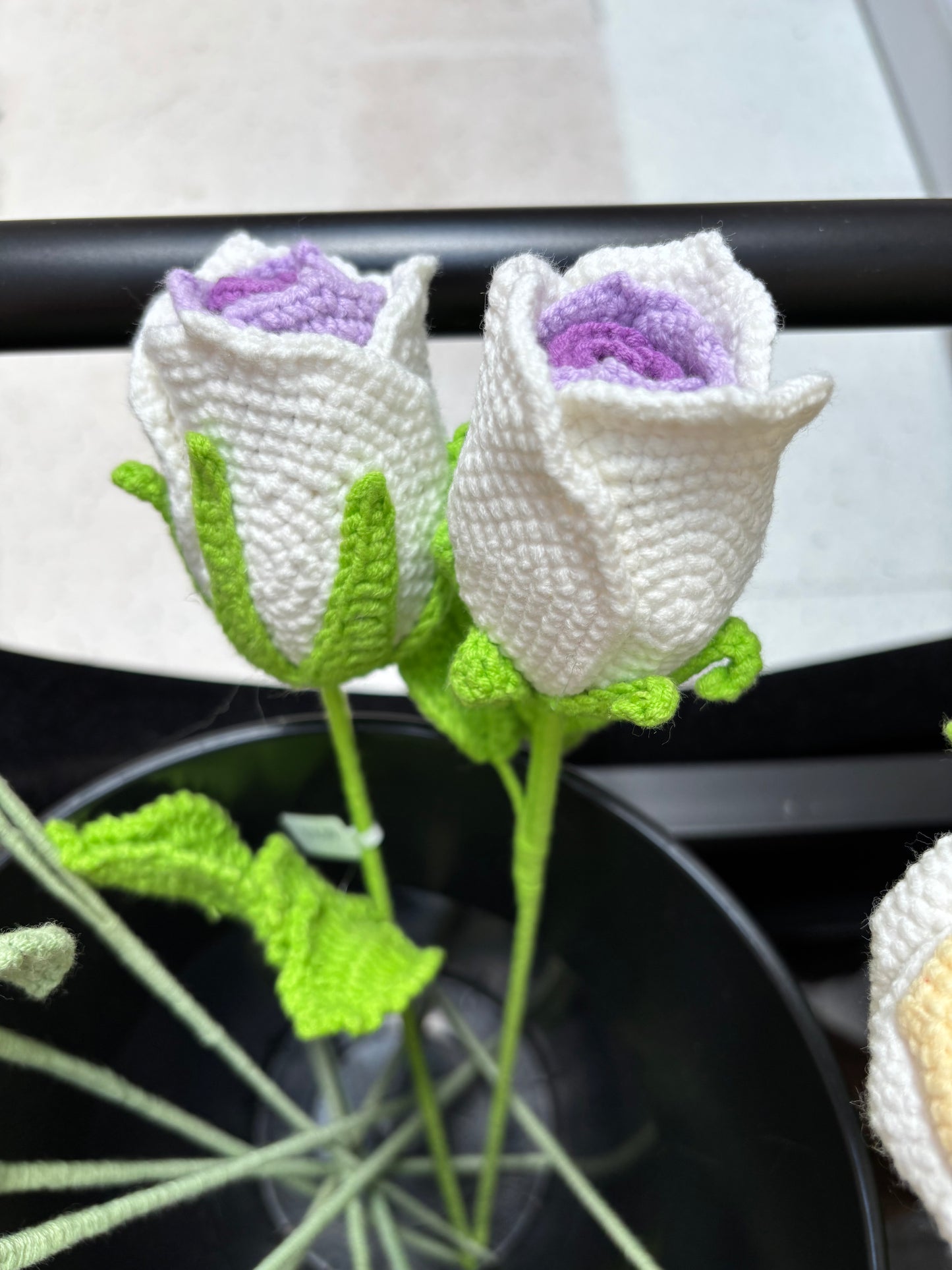 Hand-Crocheted Long-Stem Rose