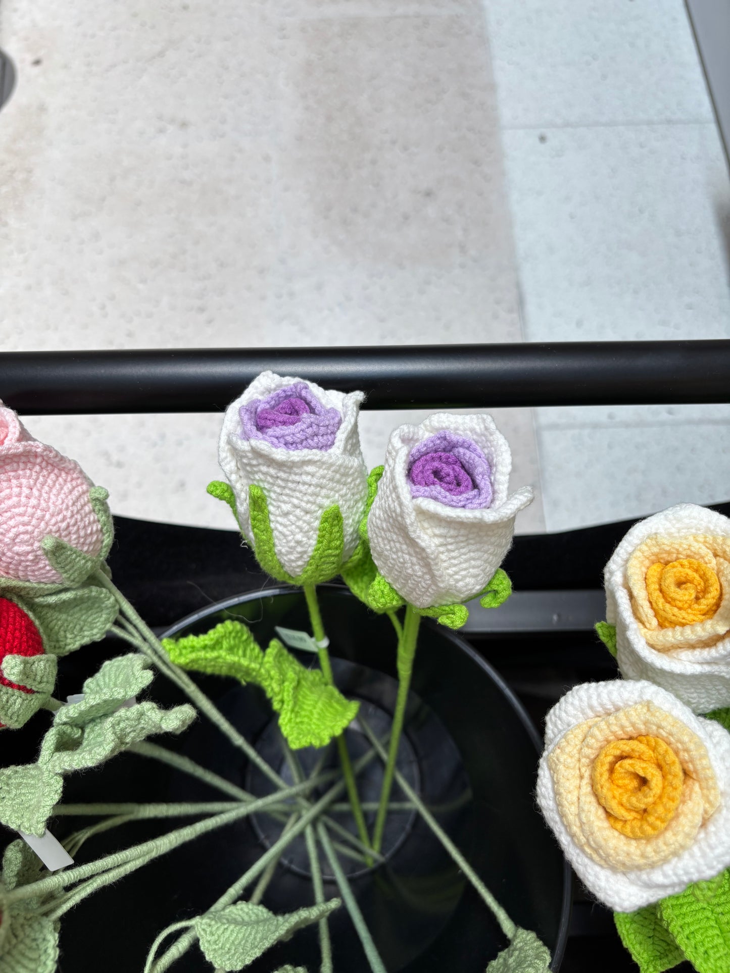 Hand-Crocheted Long-Stem Rose