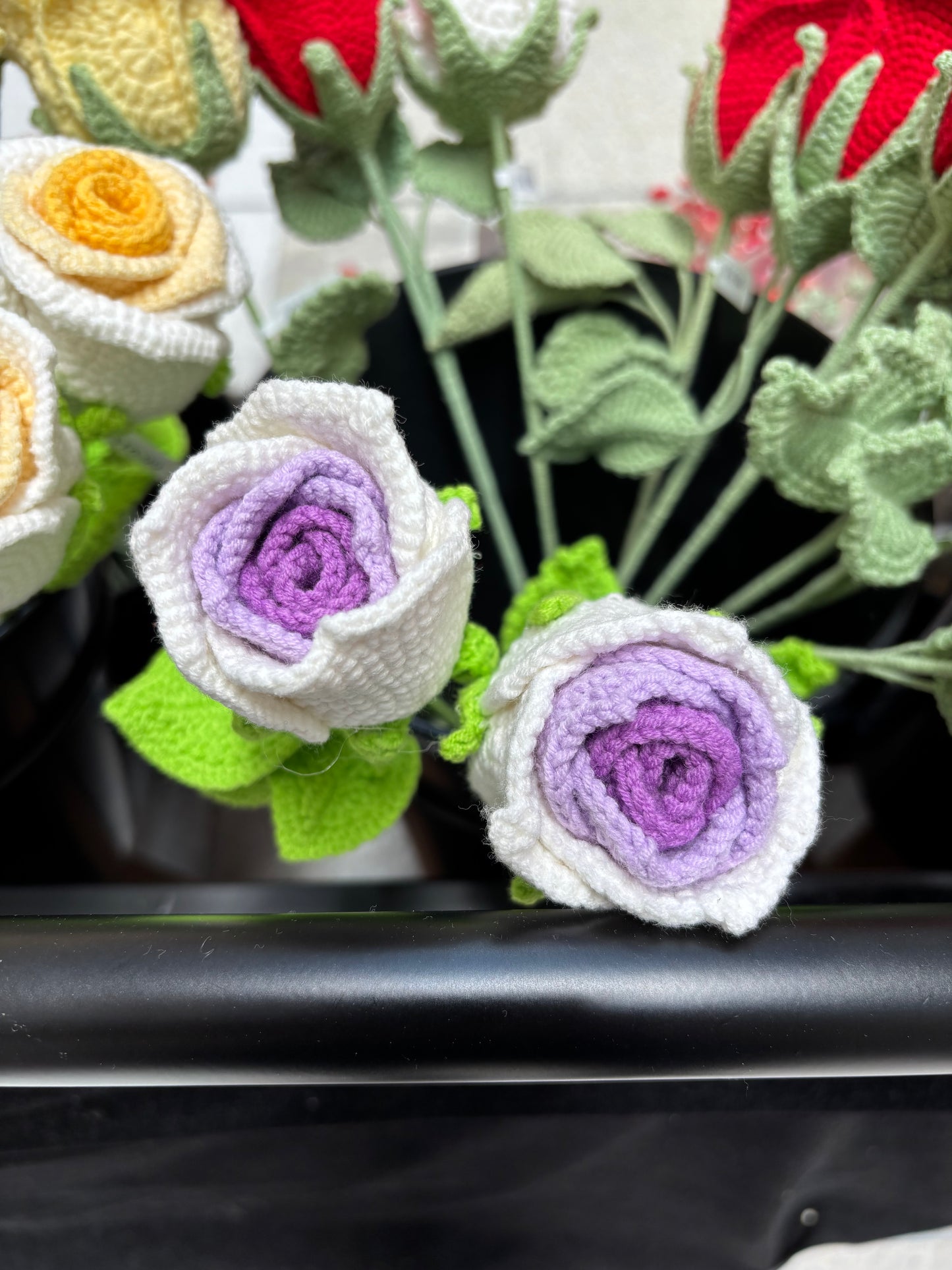 Hand-Crocheted Long-Stem Rose