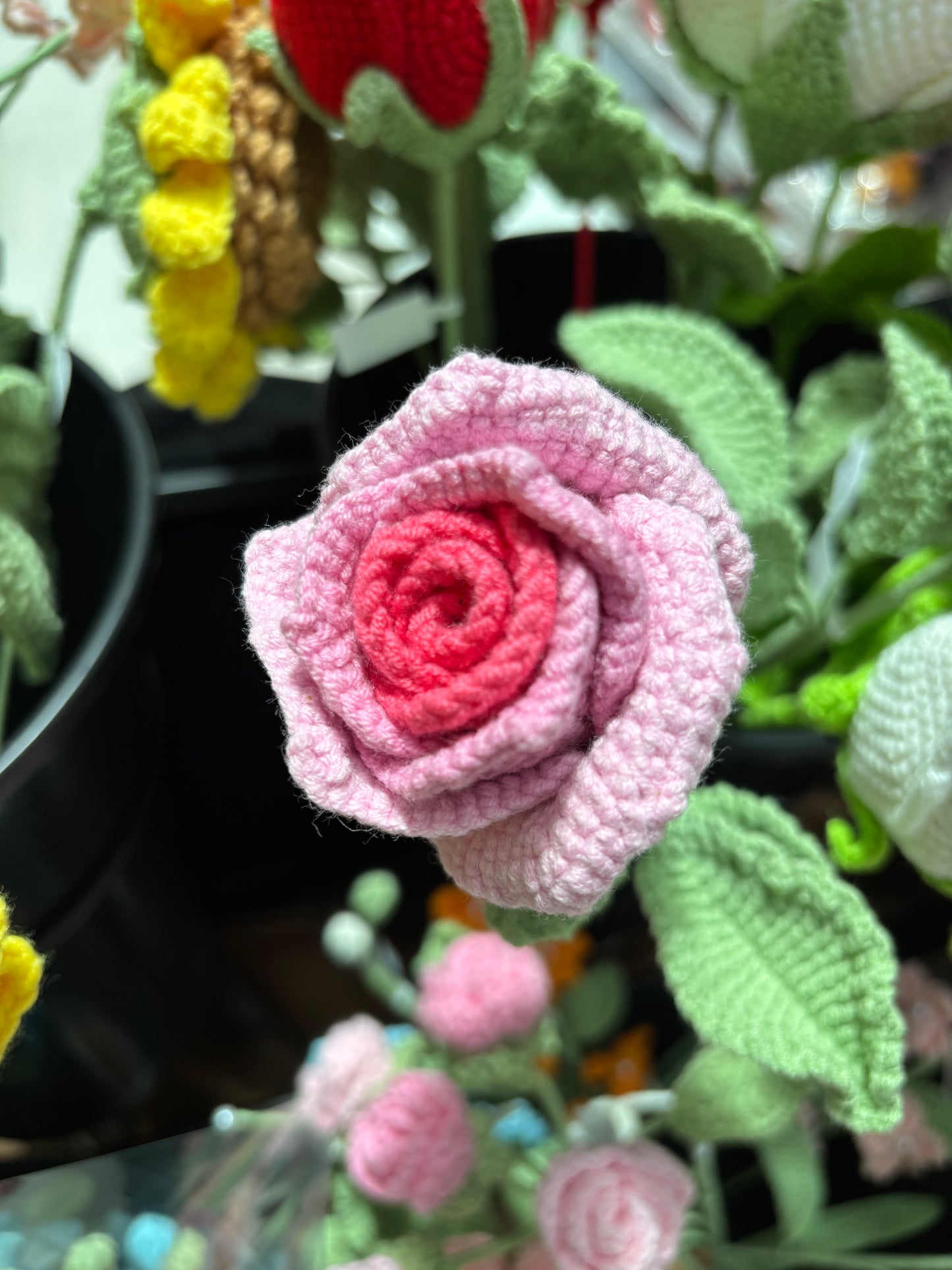 Handmade Crochet Rose - Pink Bloom