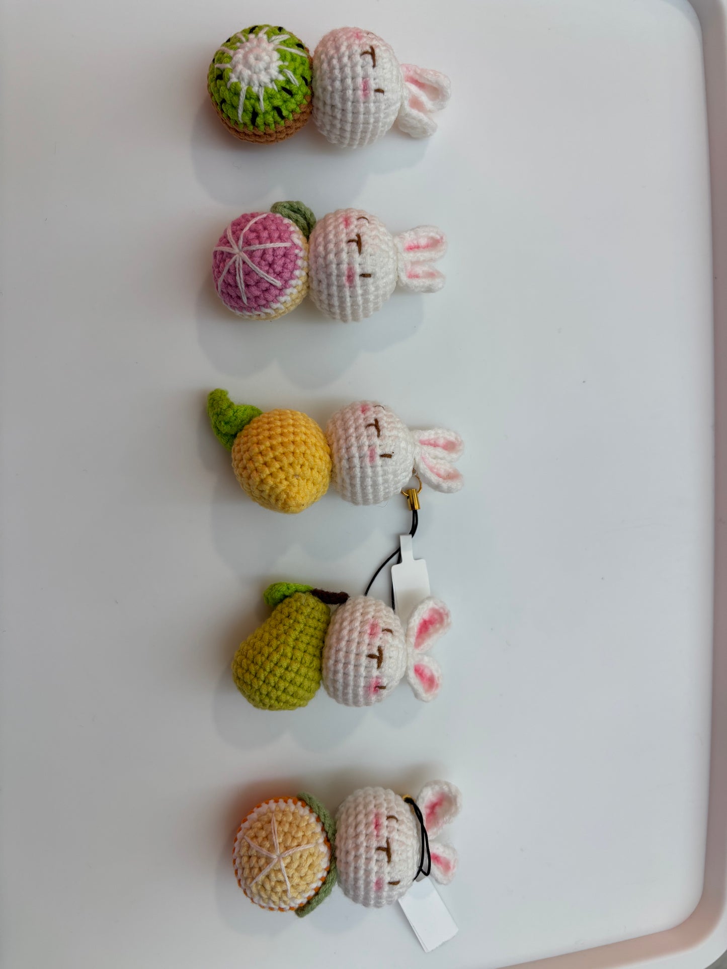 Handmade Crochet Bunny Keychain with Fruit Design – Cute and Unique