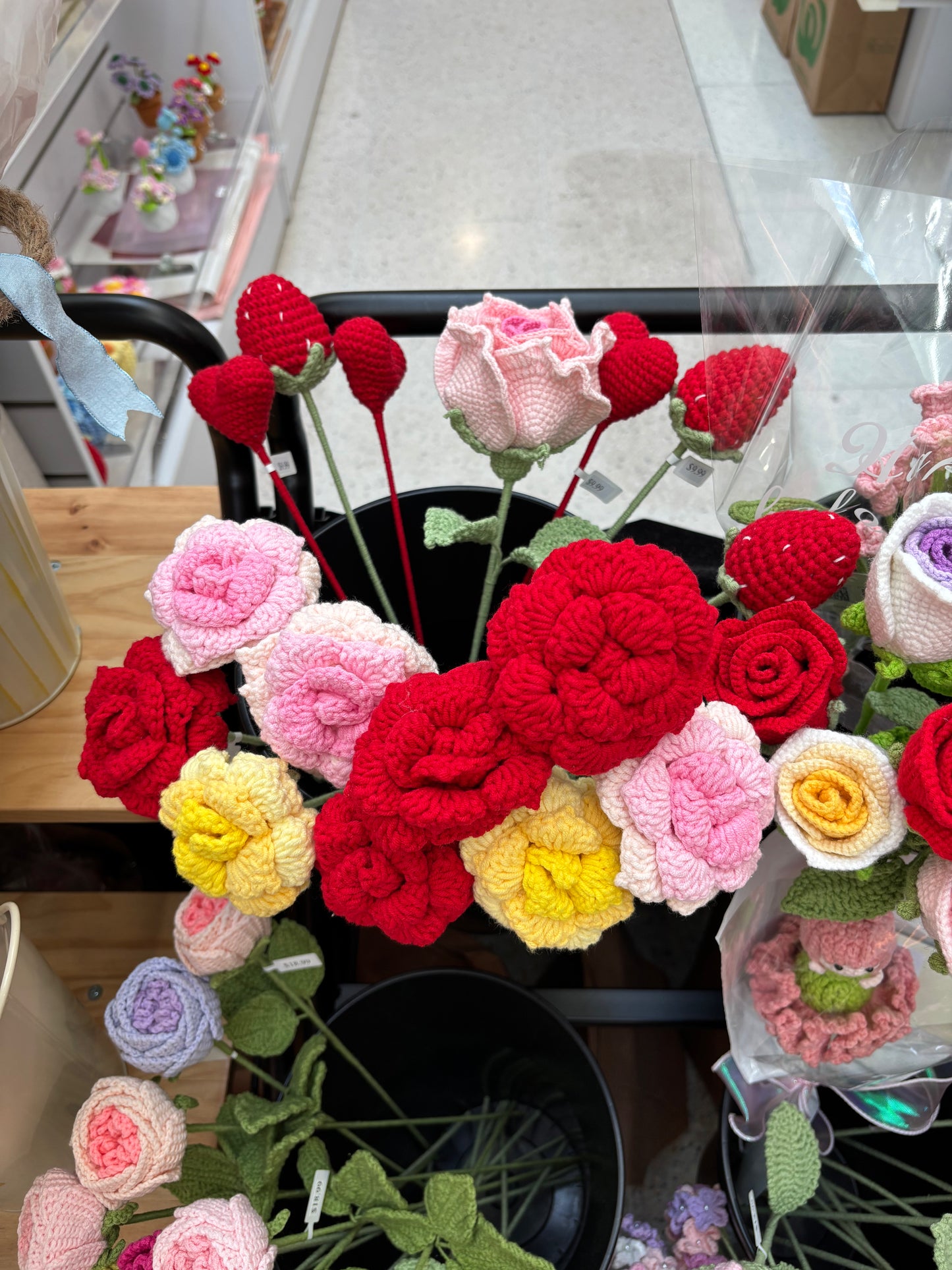 Handmade Crochet Rose Bouquet – Vibrant Yarn Roses