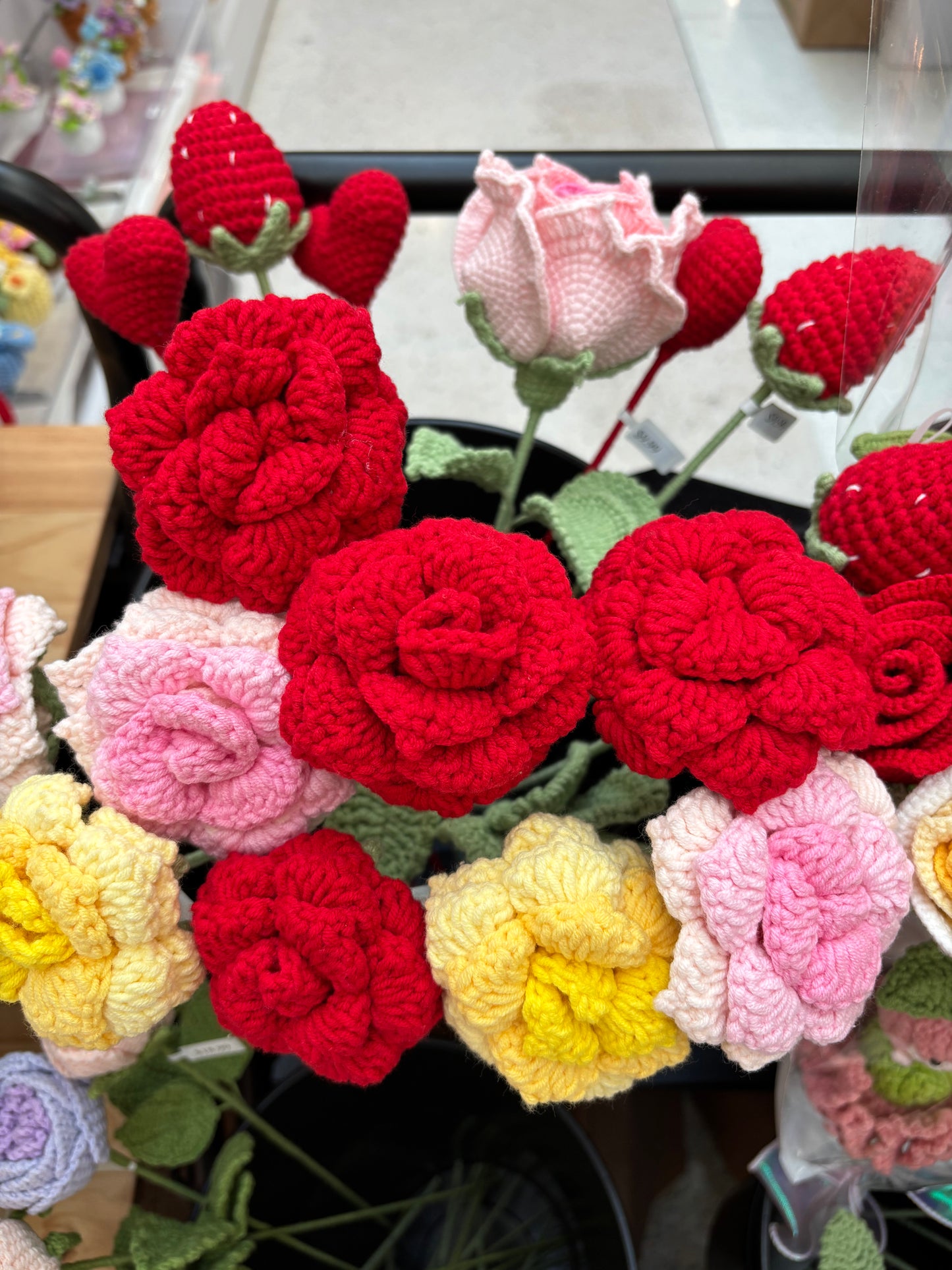 Handmade Crochet Rose Bouquet – Vibrant Yarn Roses