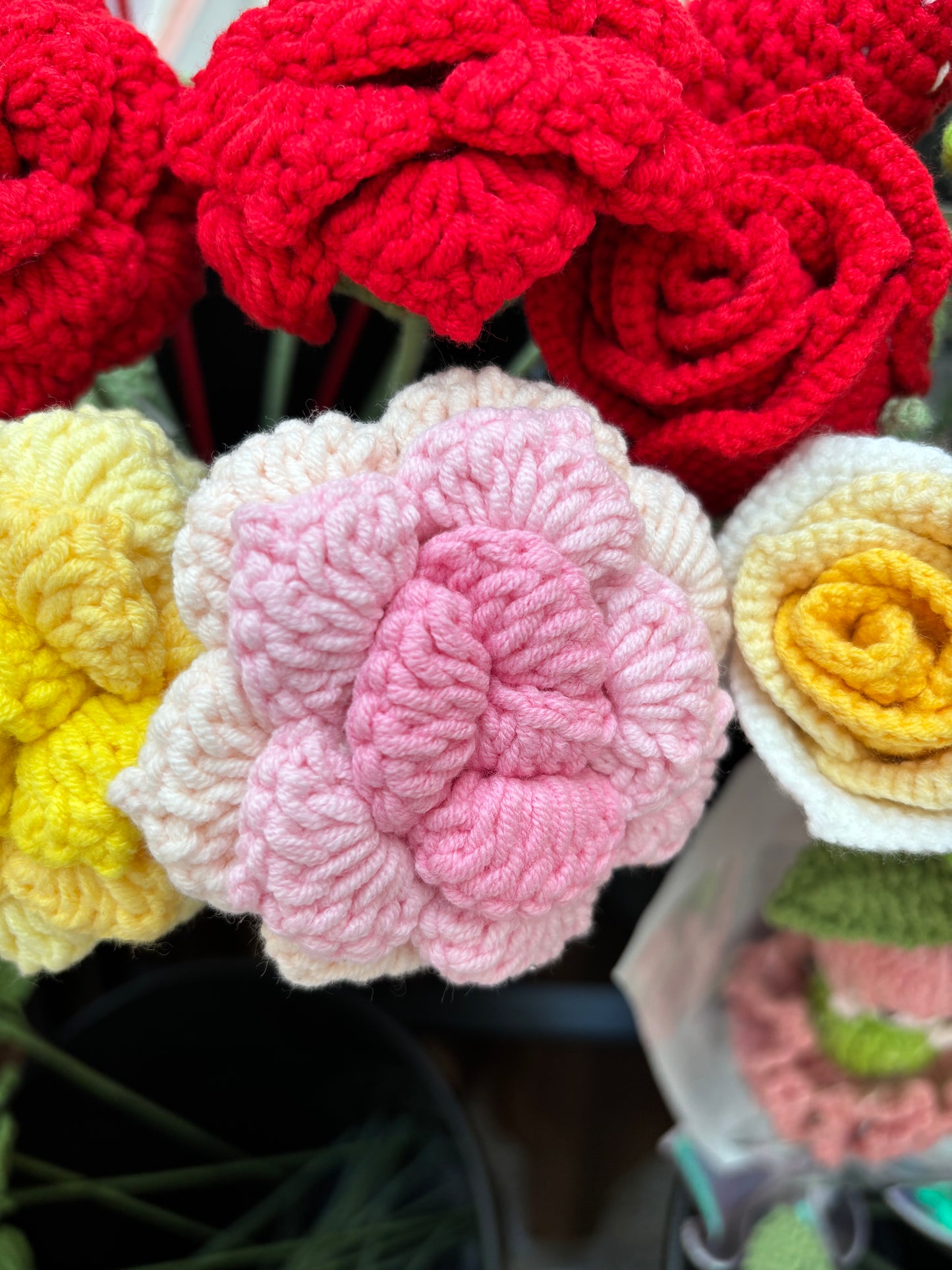 Handmade Crochet Rose Bouquet – Vibrant Yarn Roses
