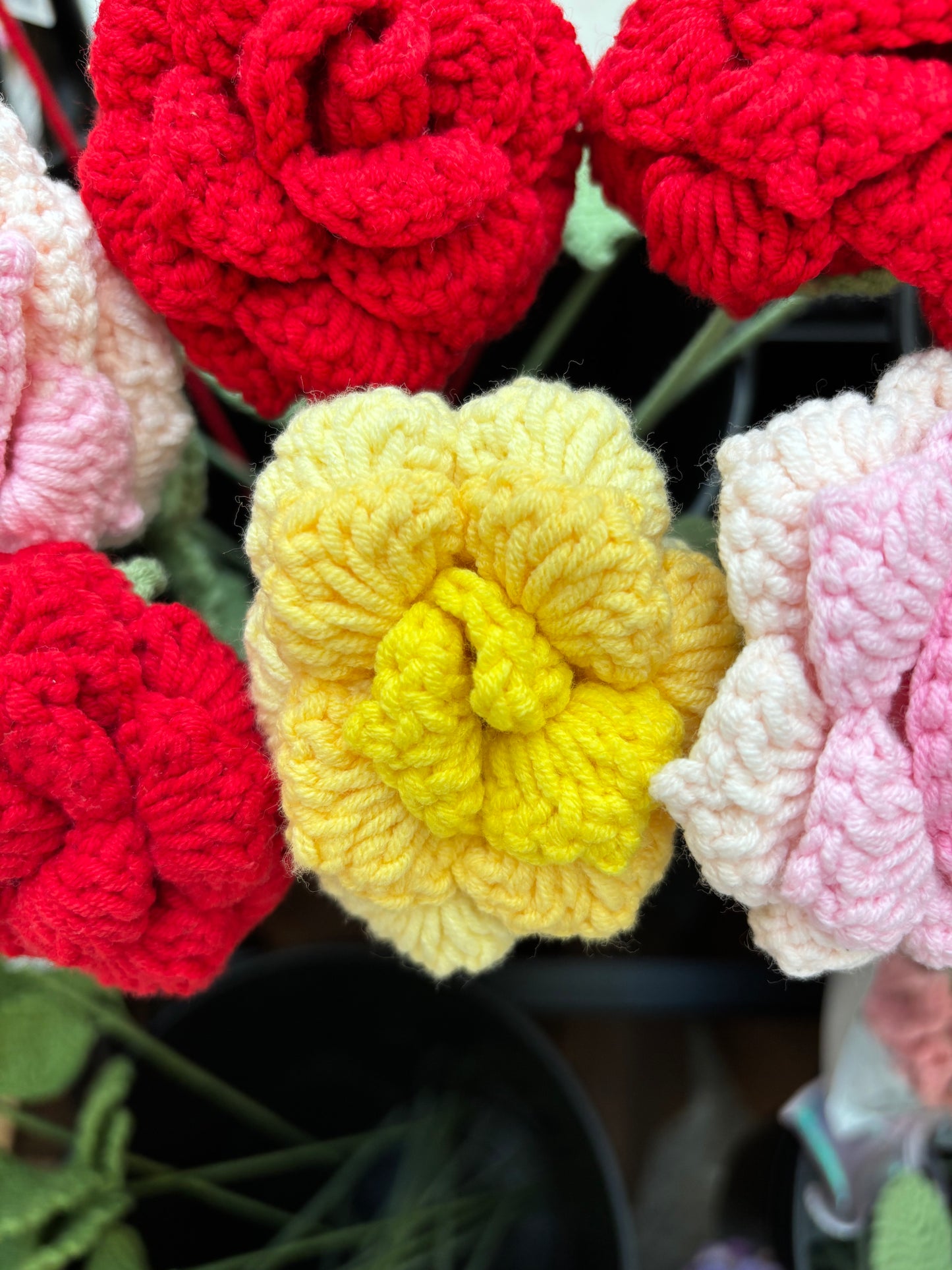 Handmade Crochet Rose Bouquet – Vibrant Yarn Roses