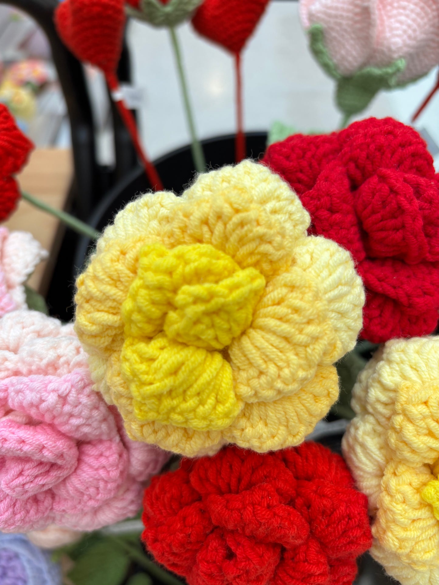 Handmade Crochet Rose Bouquet – Vibrant Yarn Roses