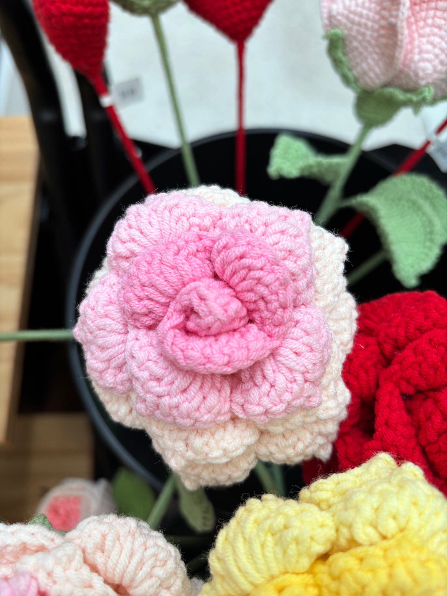 Handmade Crochet Rose Bouquet – Vibrant Yarn Roses