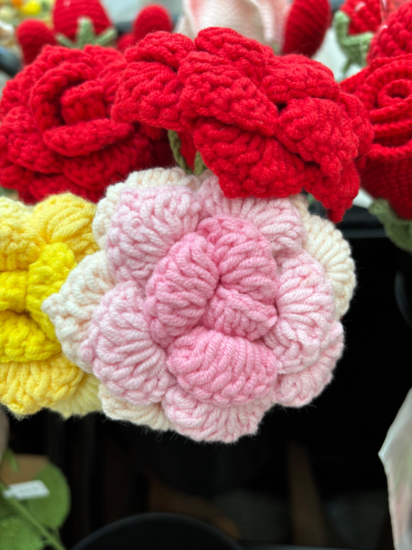 Handmade Crochet Rose Bouquet – Vibrant Yarn Roses