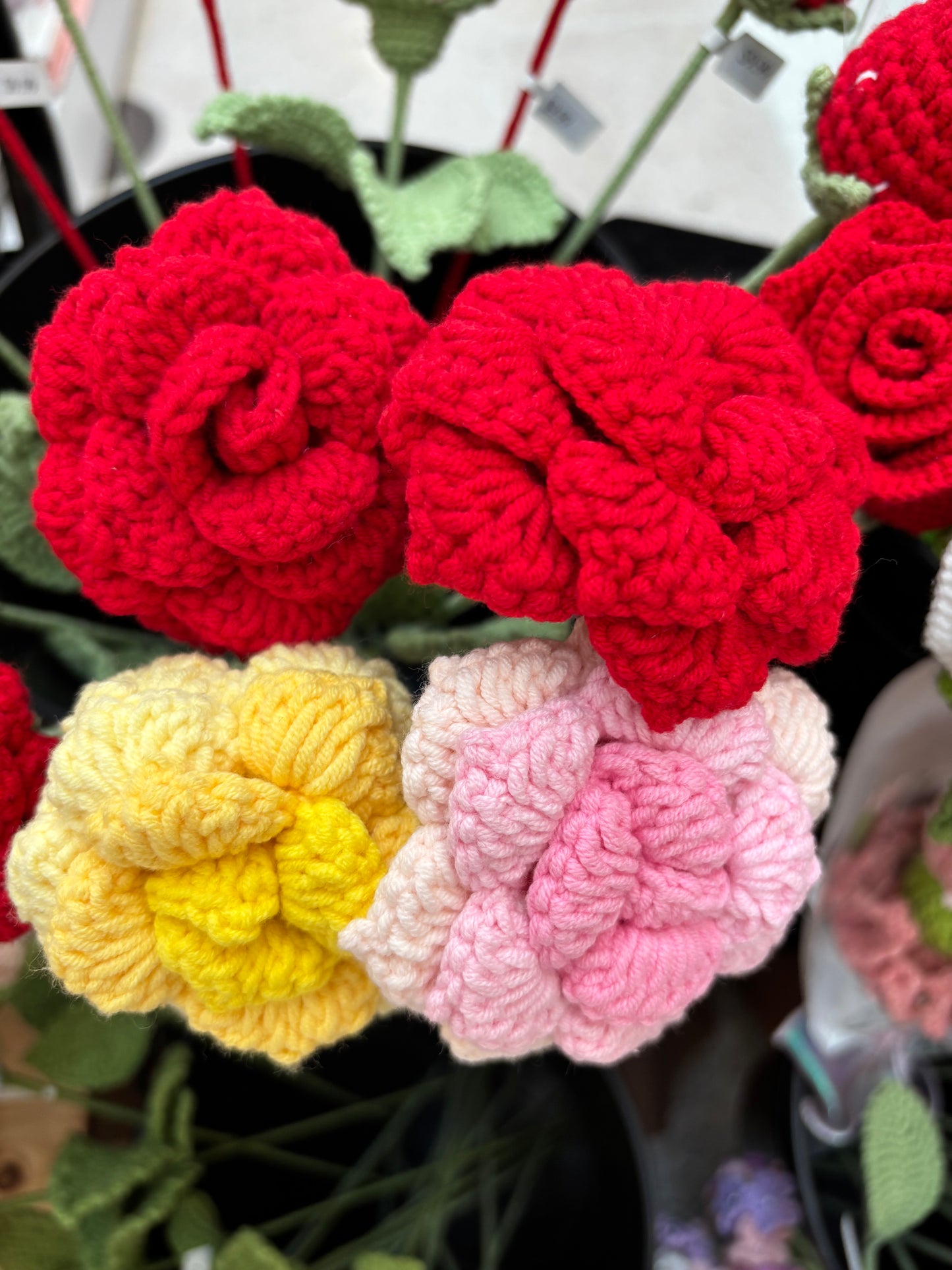 Handmade Crochet Rose Bouquet – Vibrant Yarn Roses