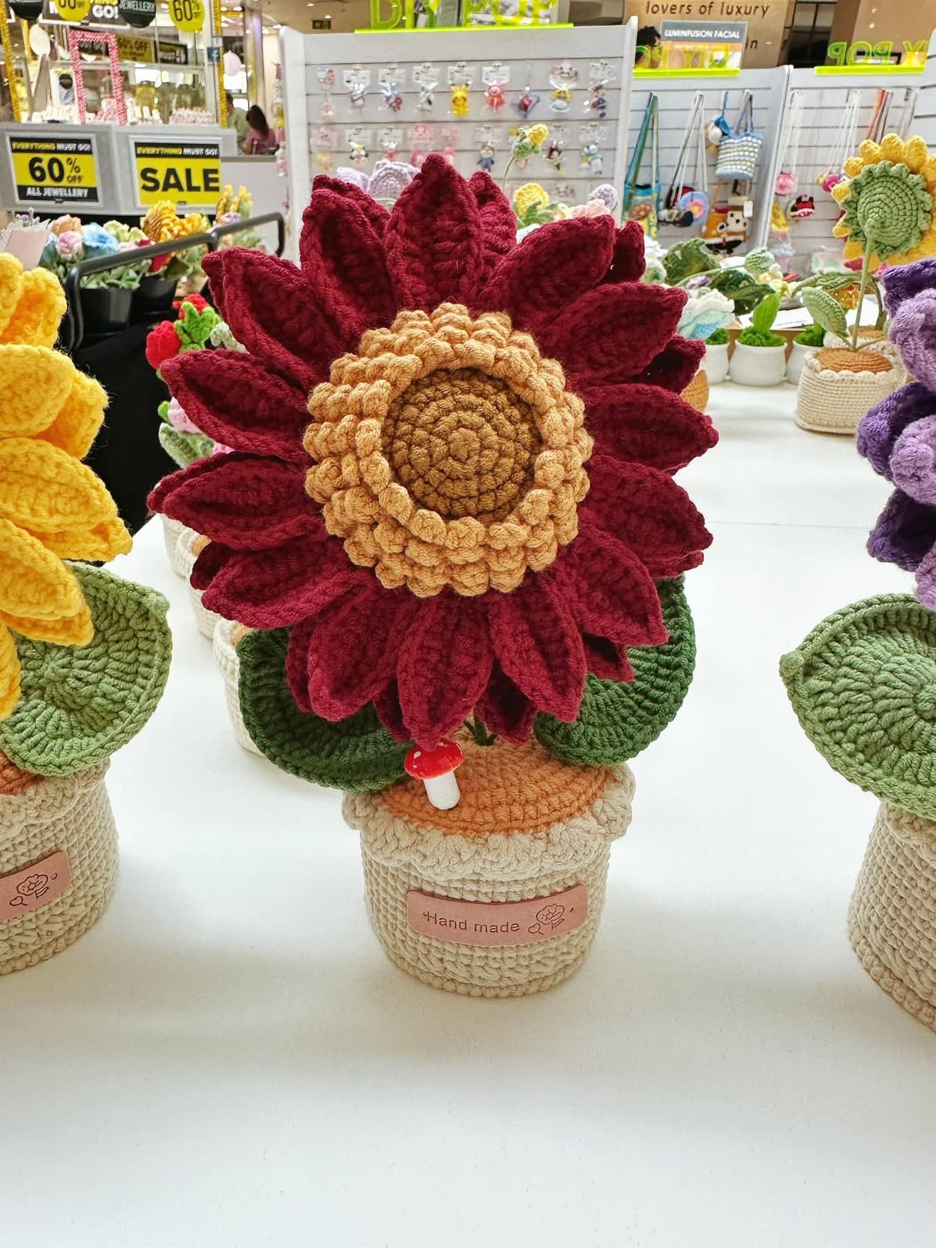 Handmade Double-Layer Crochet Sunflower in Pot
