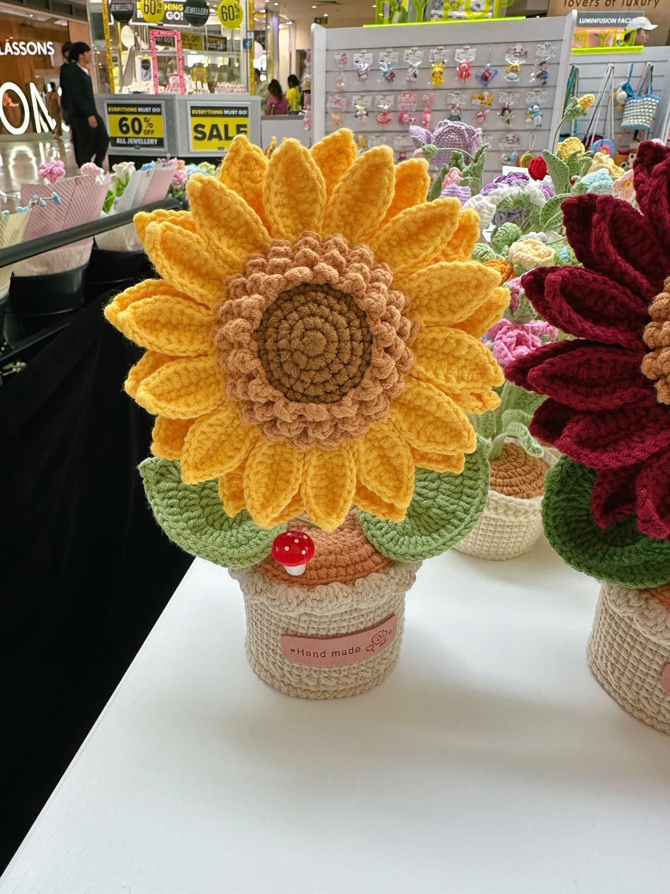 Handmade Double-Layer Crochet Sunflower in Pot