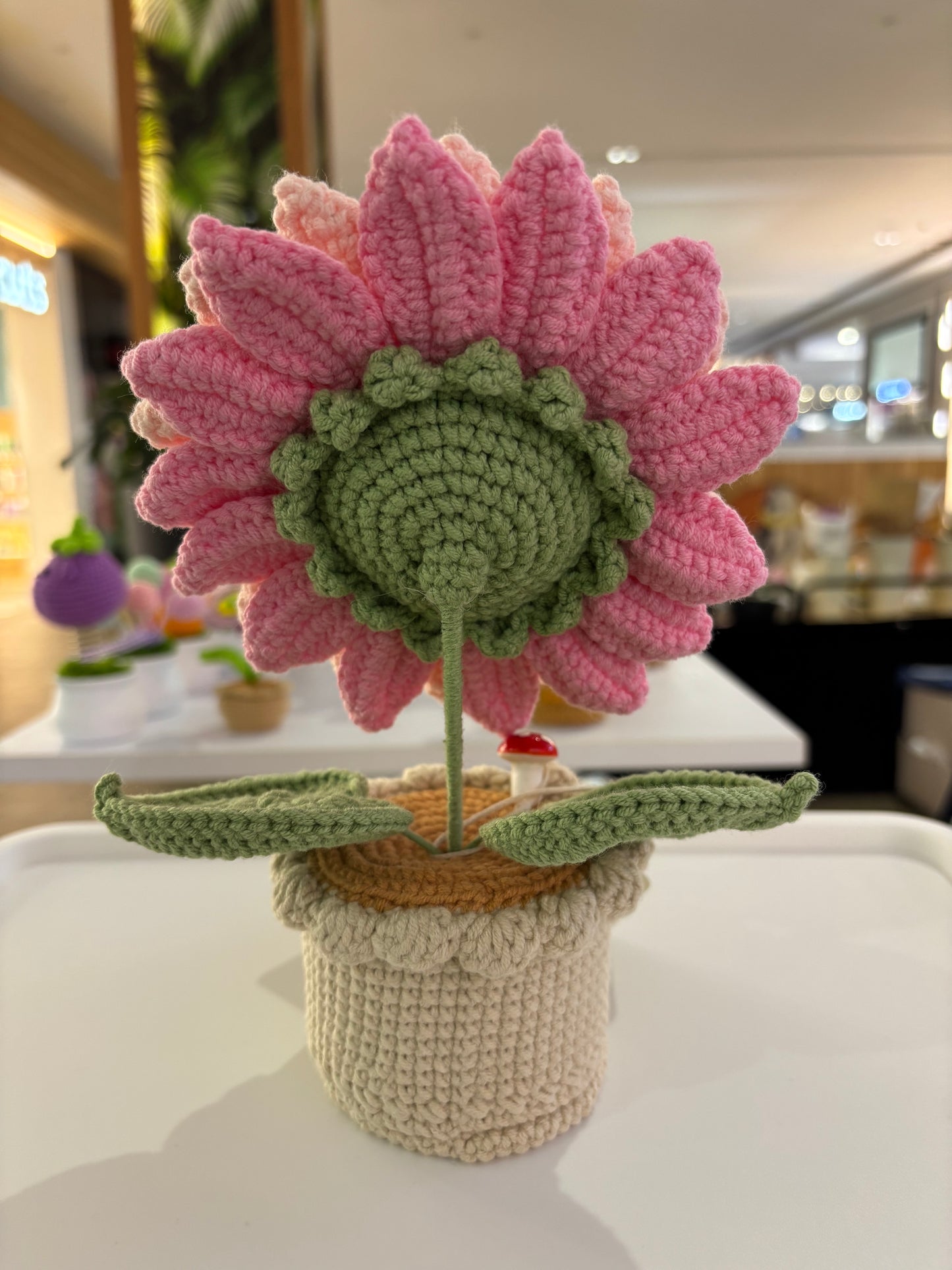 Handmade Double-Layer Crochet Sunflower in Pot