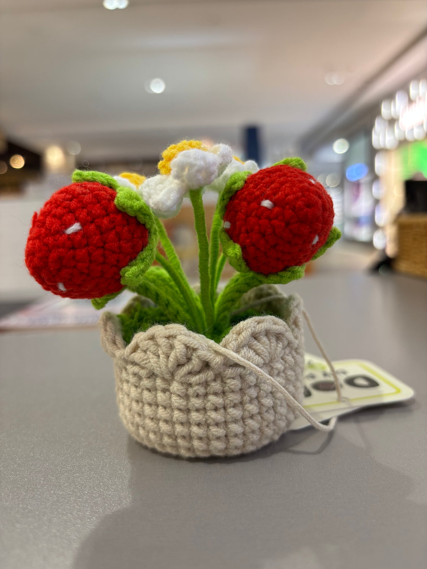 Handmade Crochet Strawberry Flower Pot Decoration