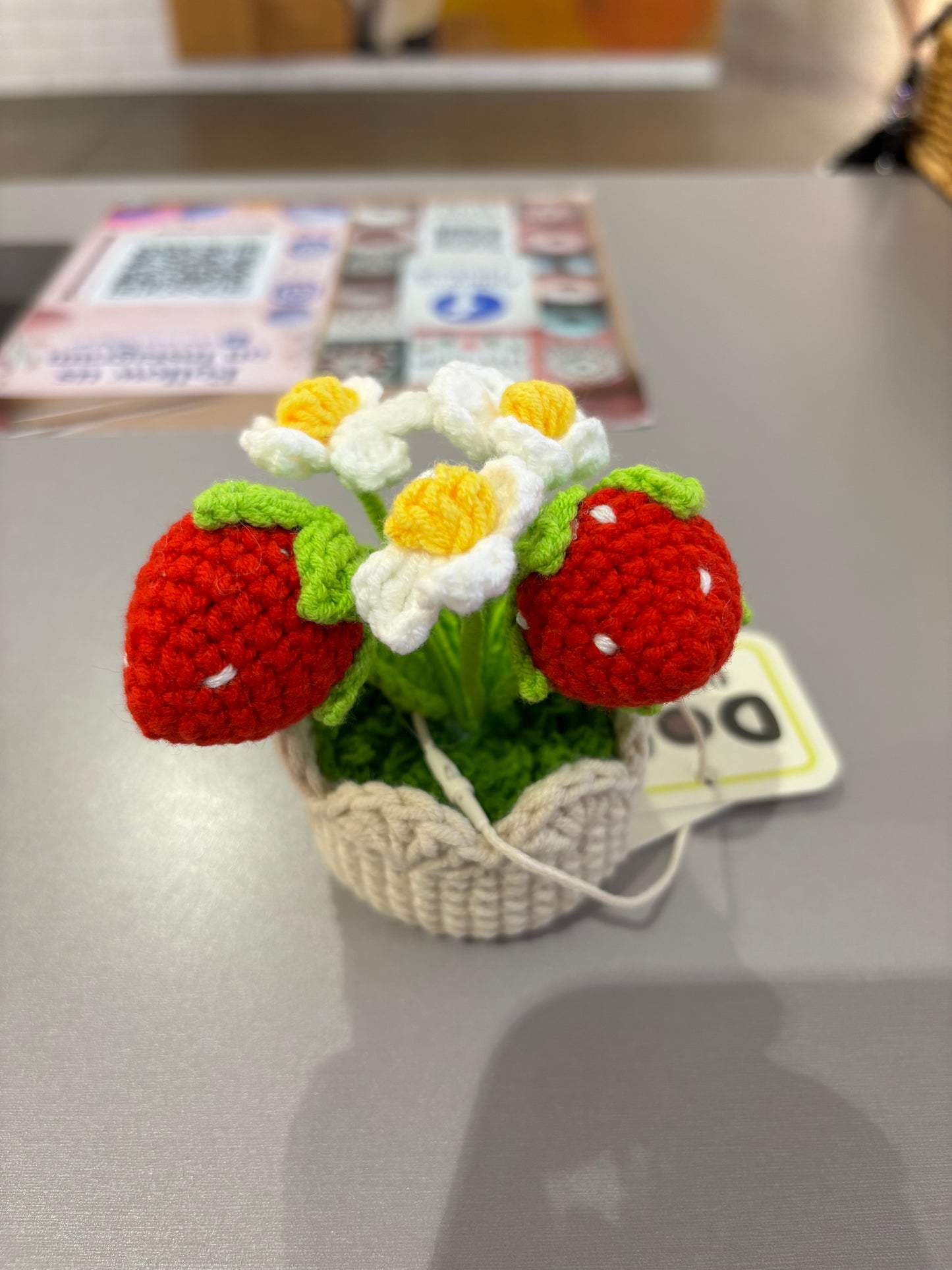 Handmade Crochet Strawberry Flower Pot Decoration