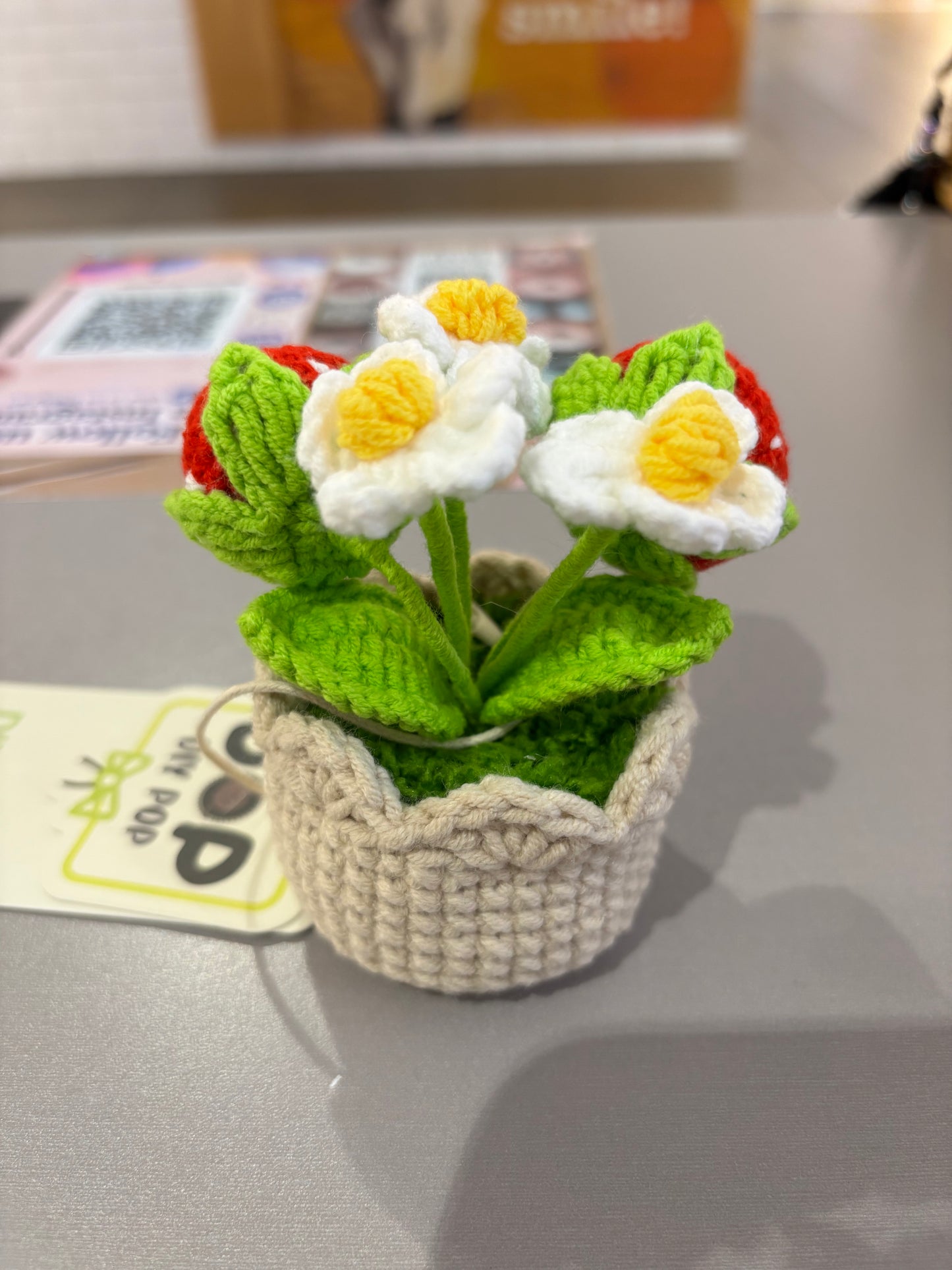 Handmade Crochet Strawberry Flower Pot Decoration