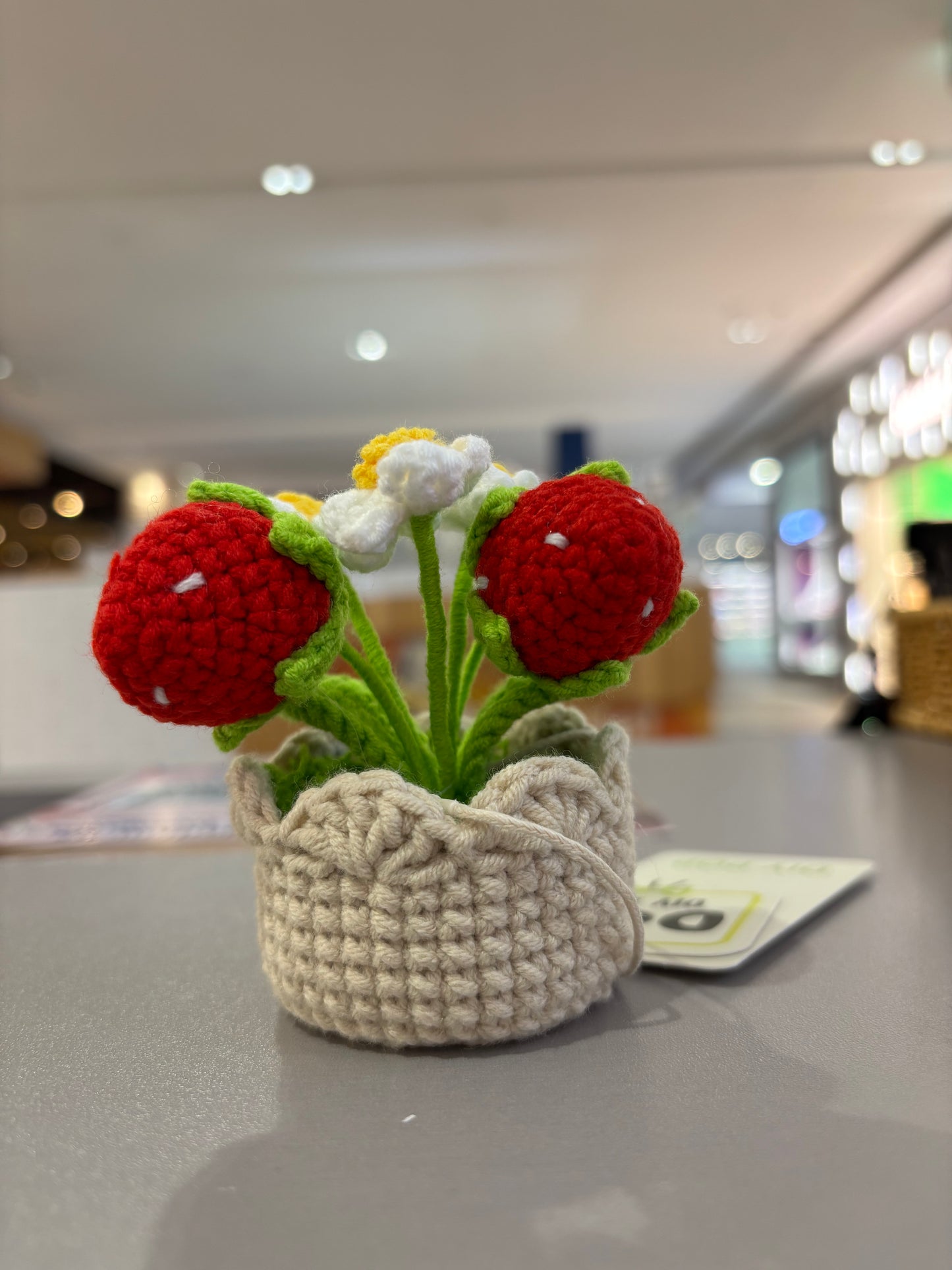 Handmade Crochet Strawberry Flower Pot Decoration
