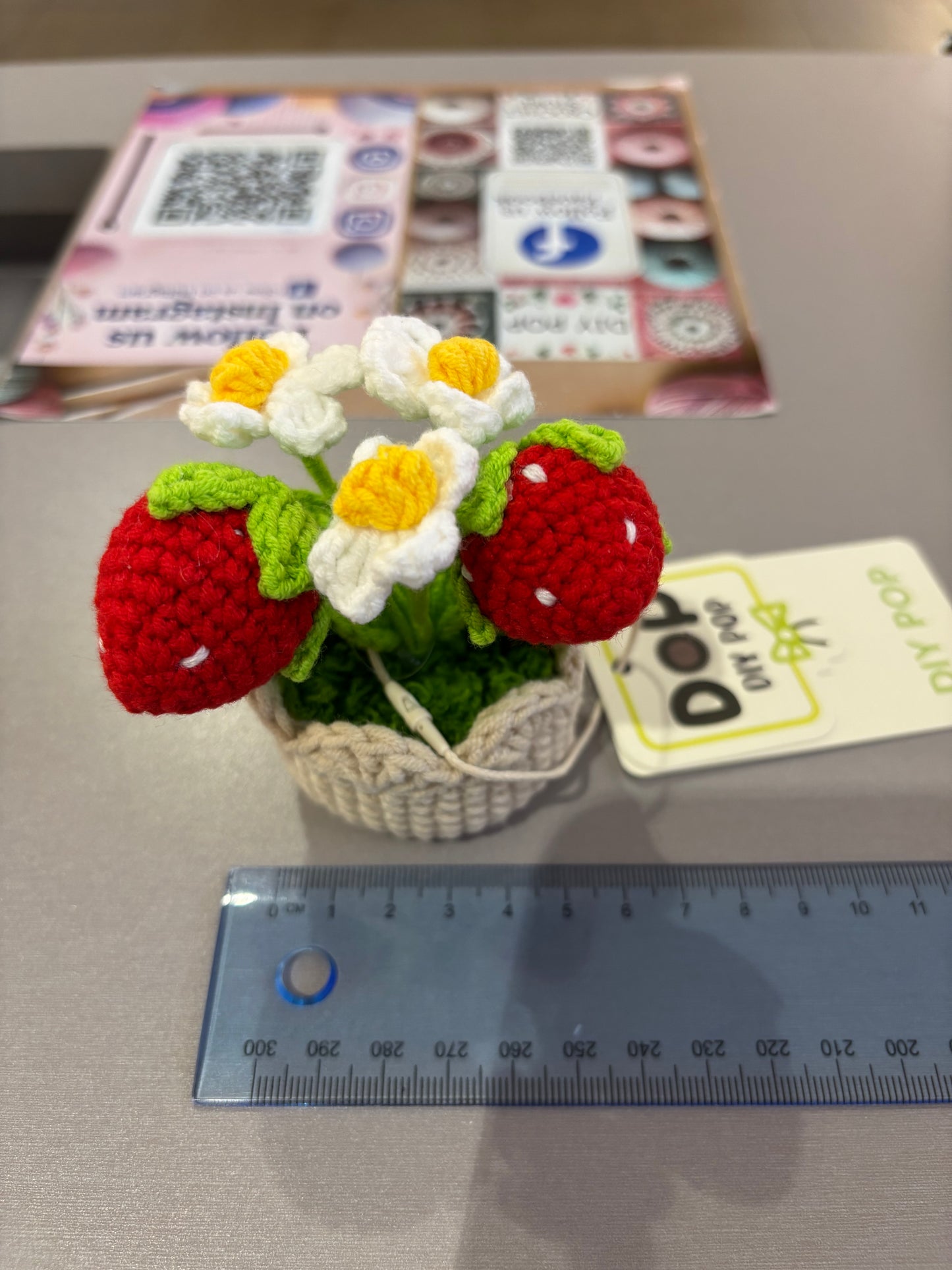 Handmade Crochet Strawberry Flower Pot Decoration