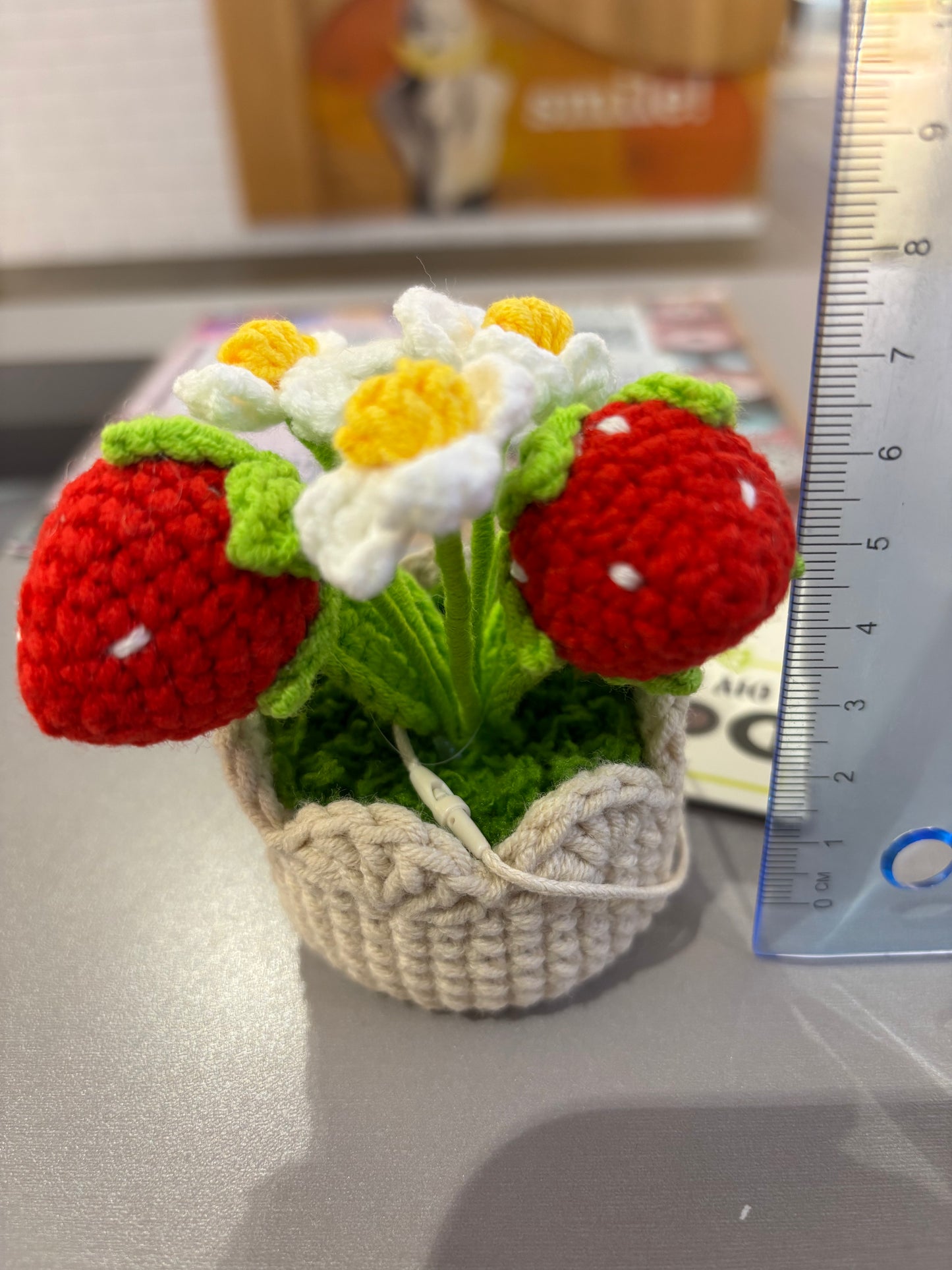 Handmade Crochet Strawberry Flower Pot Decoration