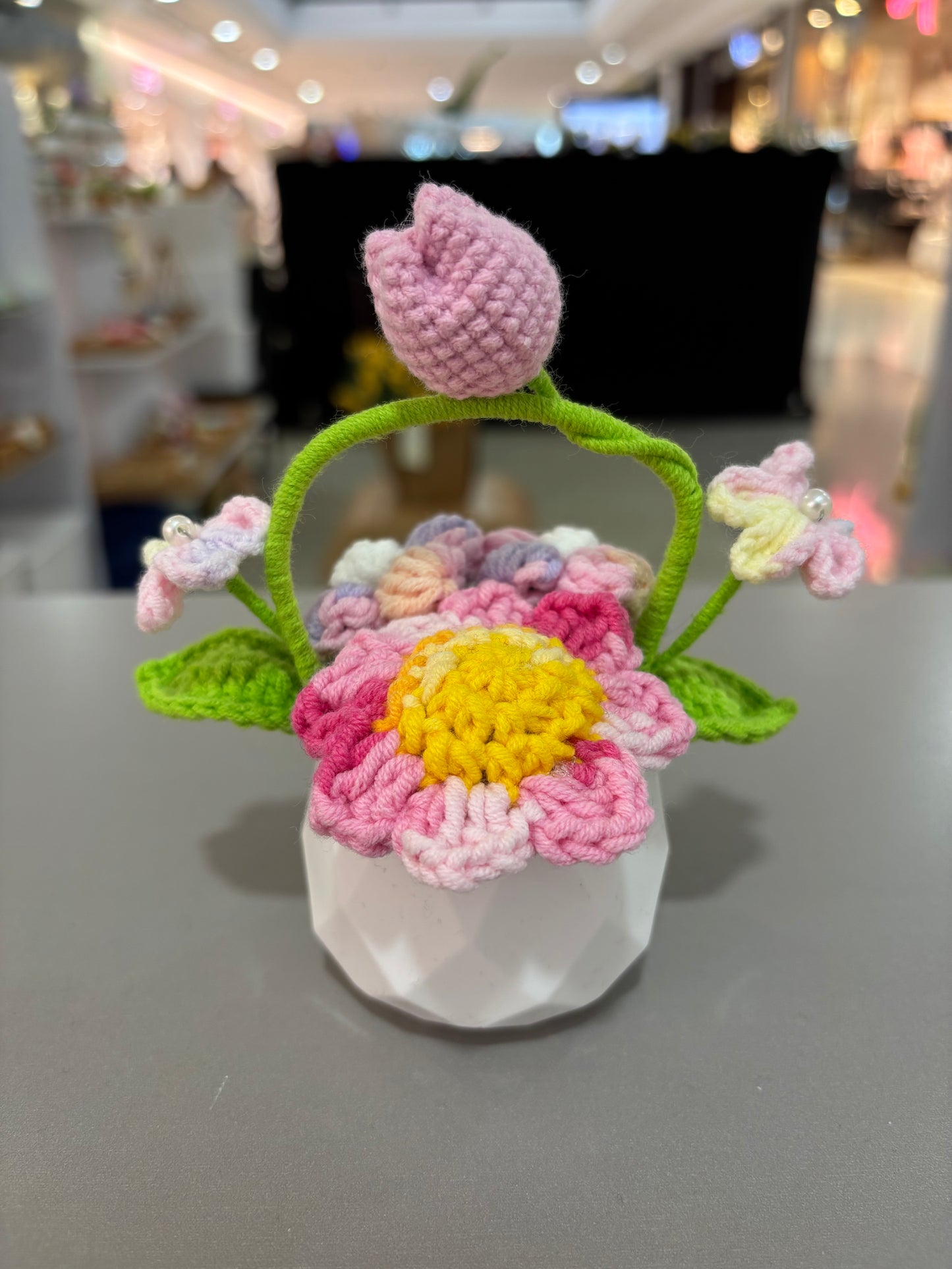 Handmade Crochet Flower Pot Arrangement