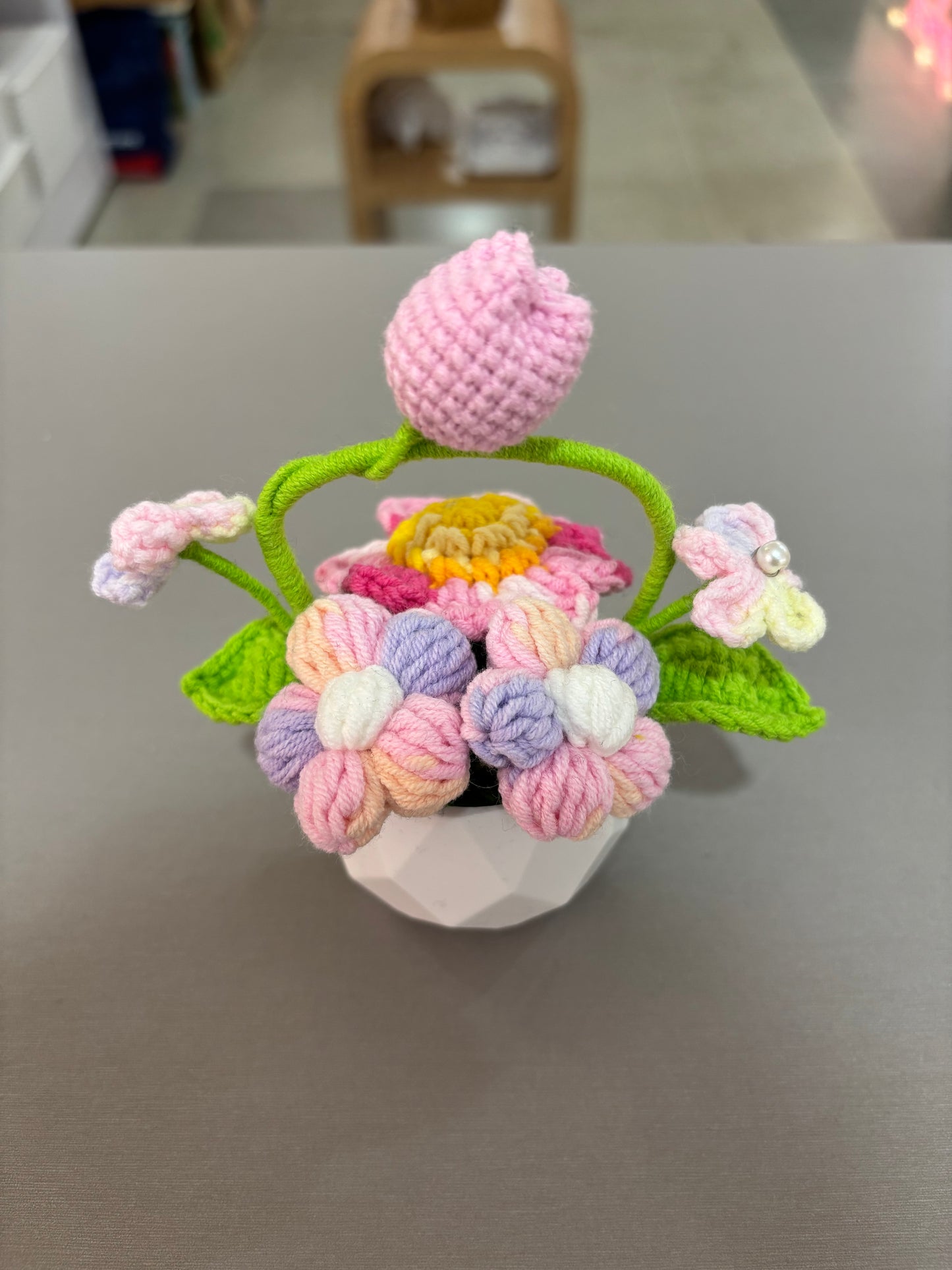 Handmade Crochet Flower Pot Arrangement