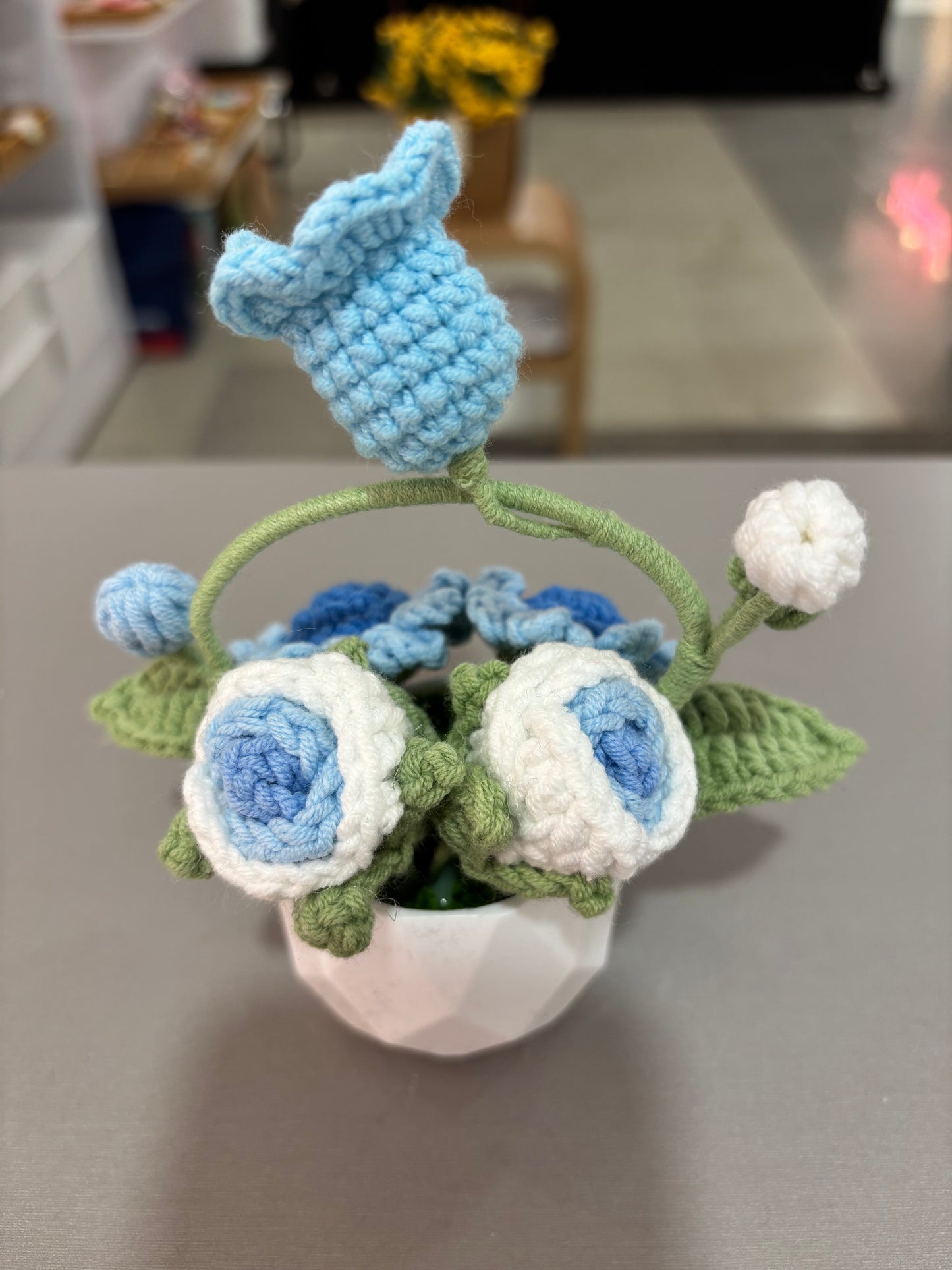 Handmade Crochet Flower Pot Arrangement