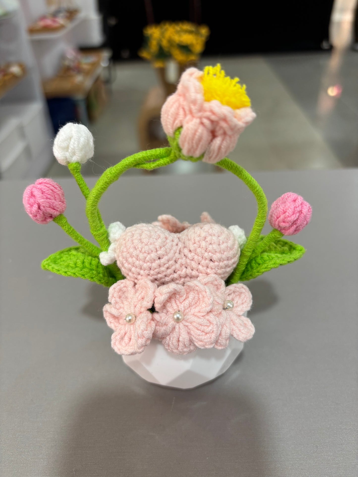 Handmade Crochet Flower Pot Arrangement
