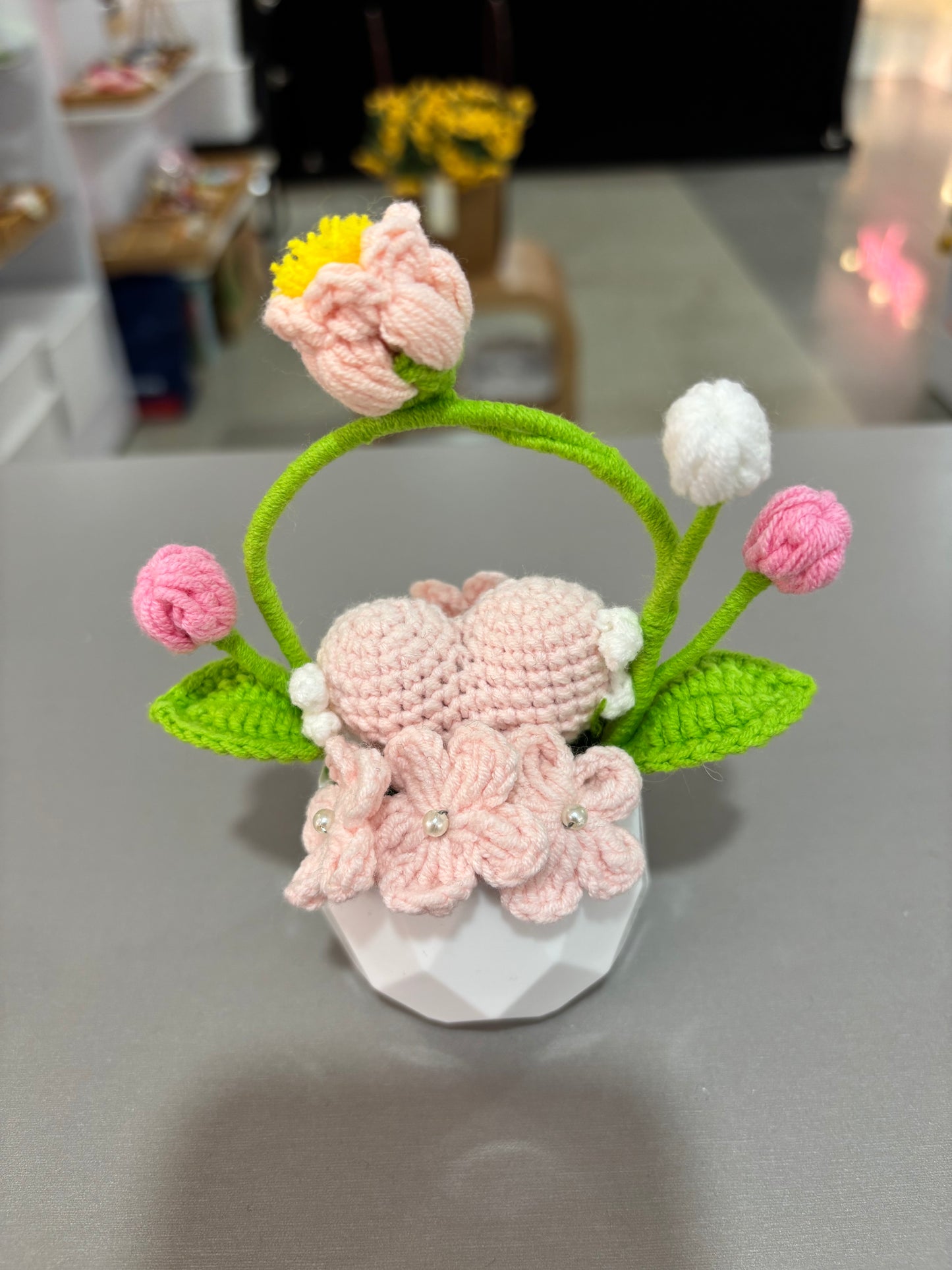 Handmade Crochet Flower Pot Arrangement