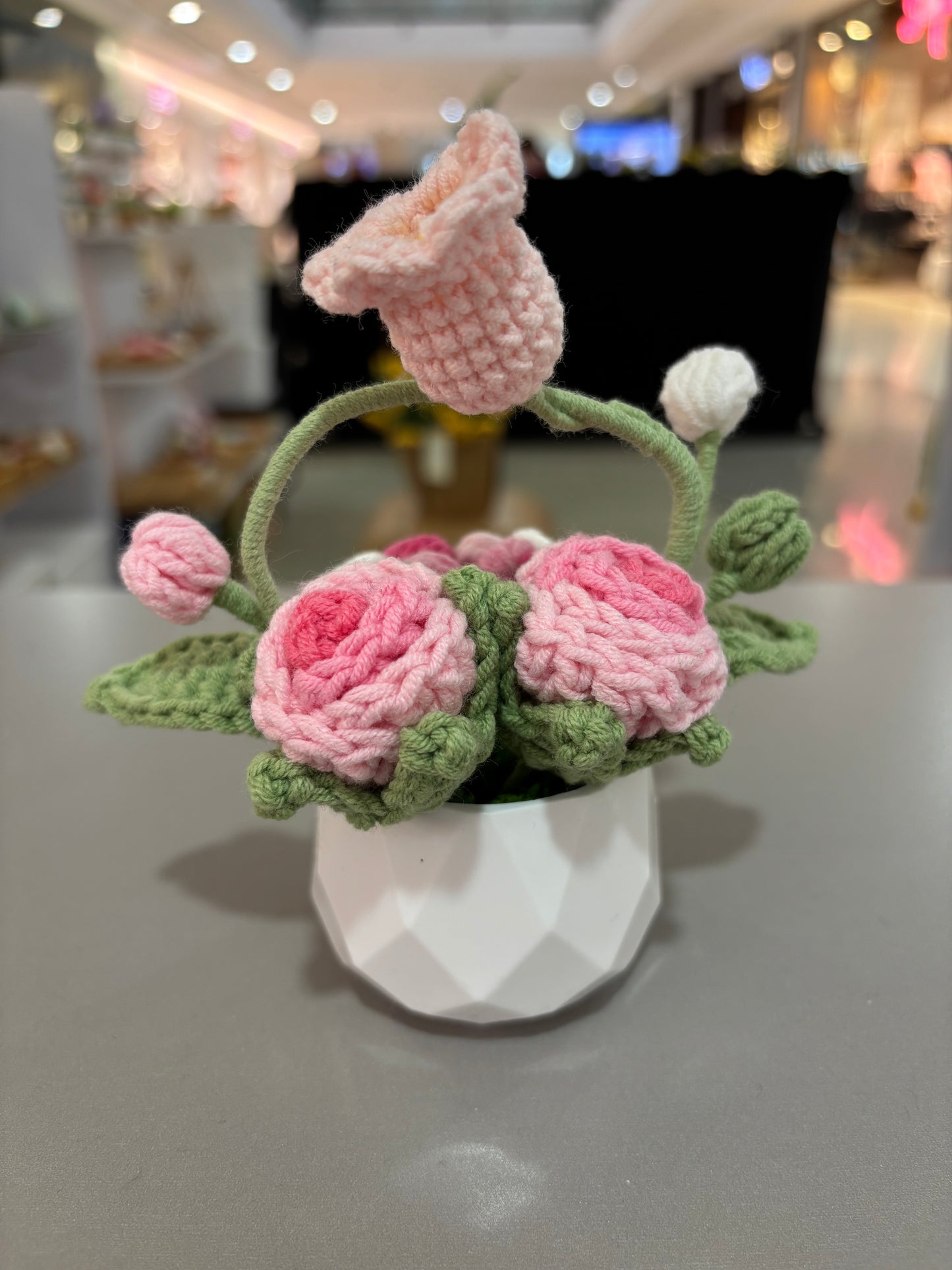 Handmade Crochet Flower Pot Arrangement