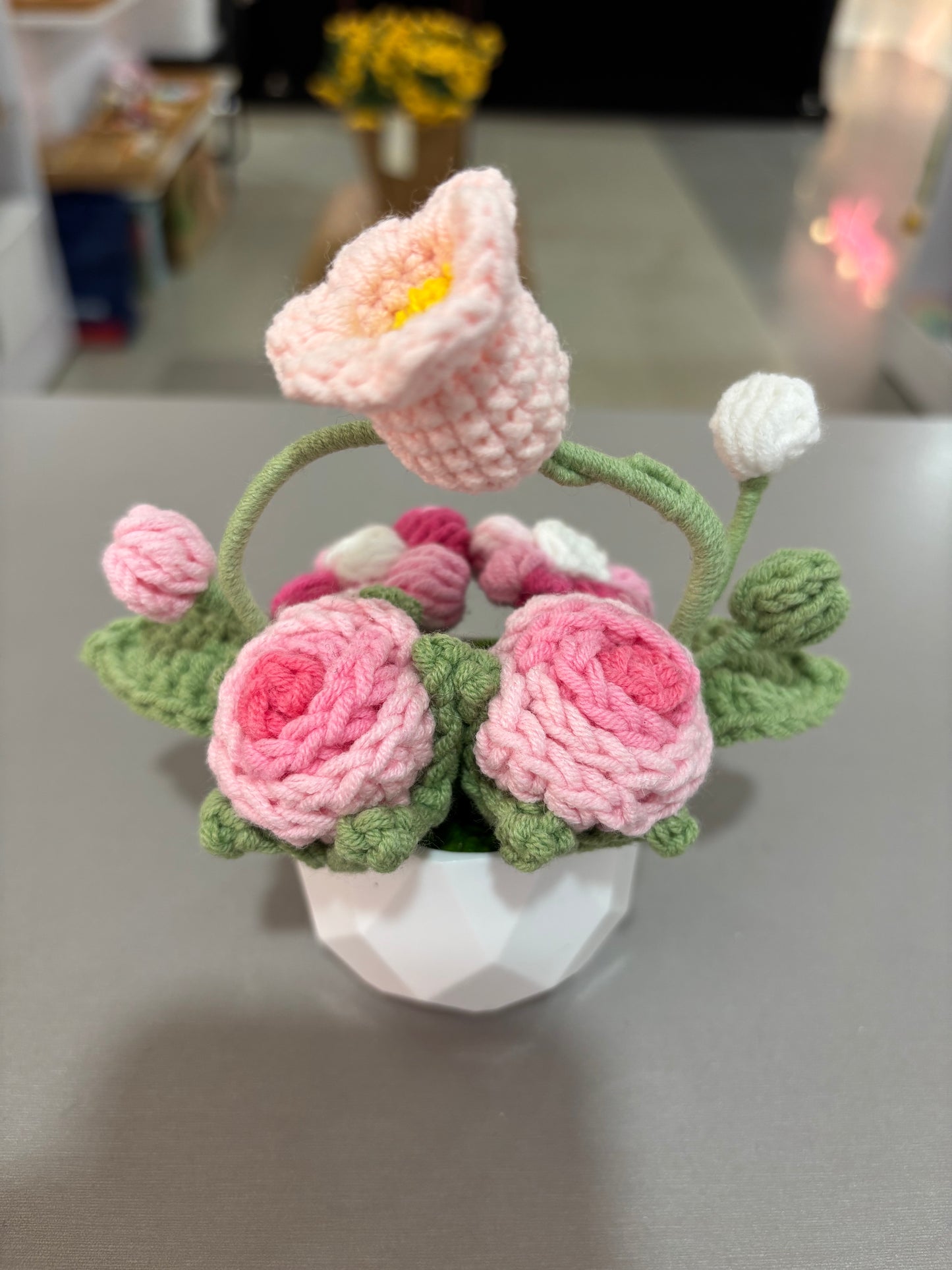 Handmade Crochet Flower Pot Arrangement