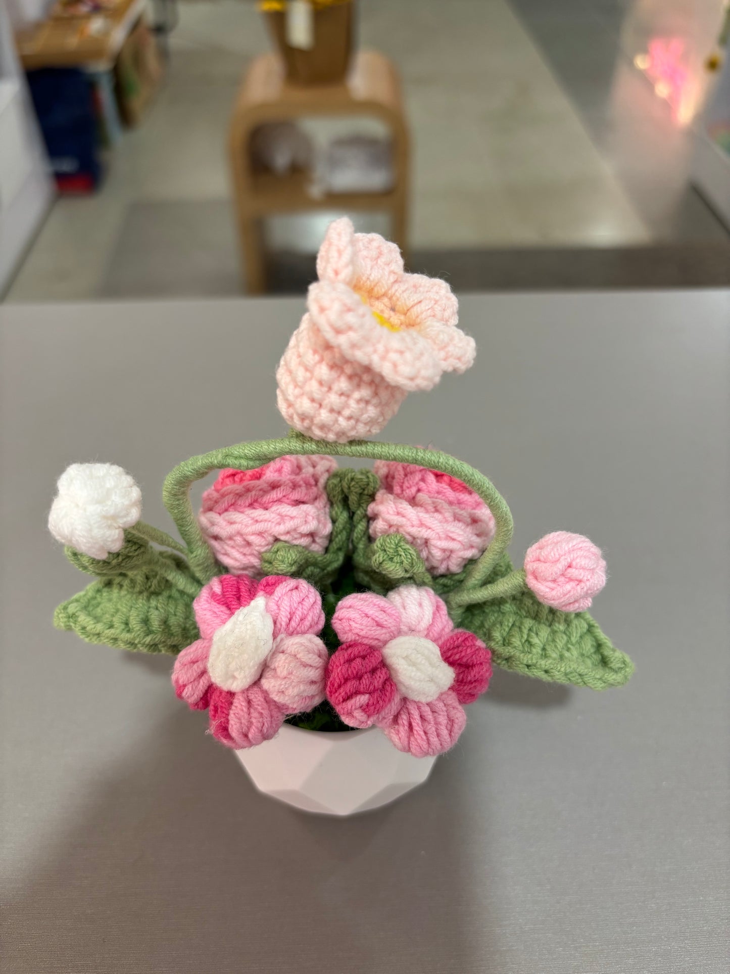 Handmade Crochet Flower Pot Arrangement