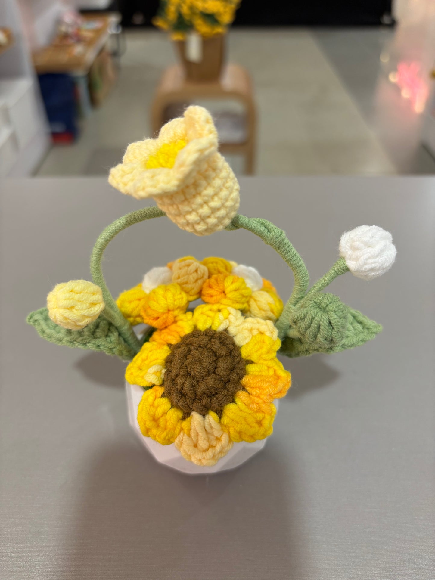 Handmade Crochet Flower Pot Arrangement