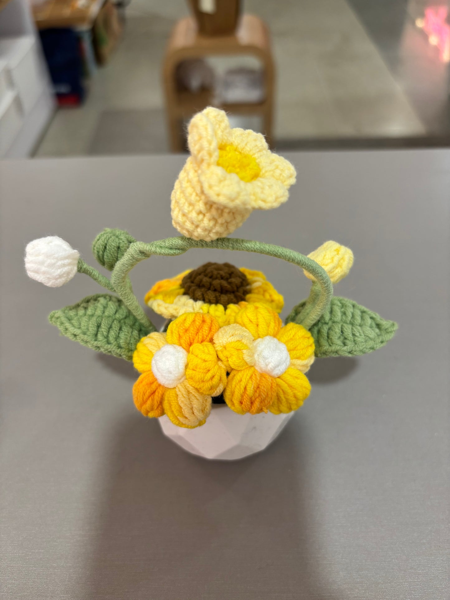 Handmade Crochet Flower Pot Arrangement