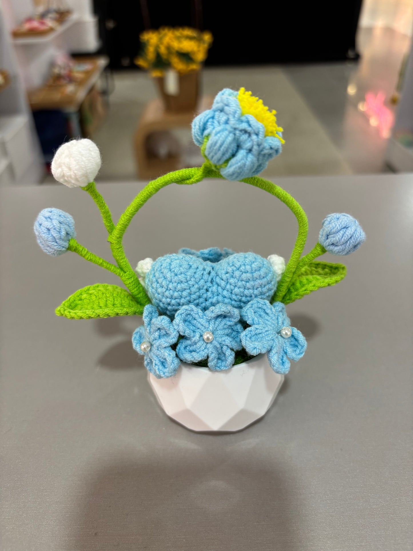 Handmade Crochet Flower Pot Arrangement