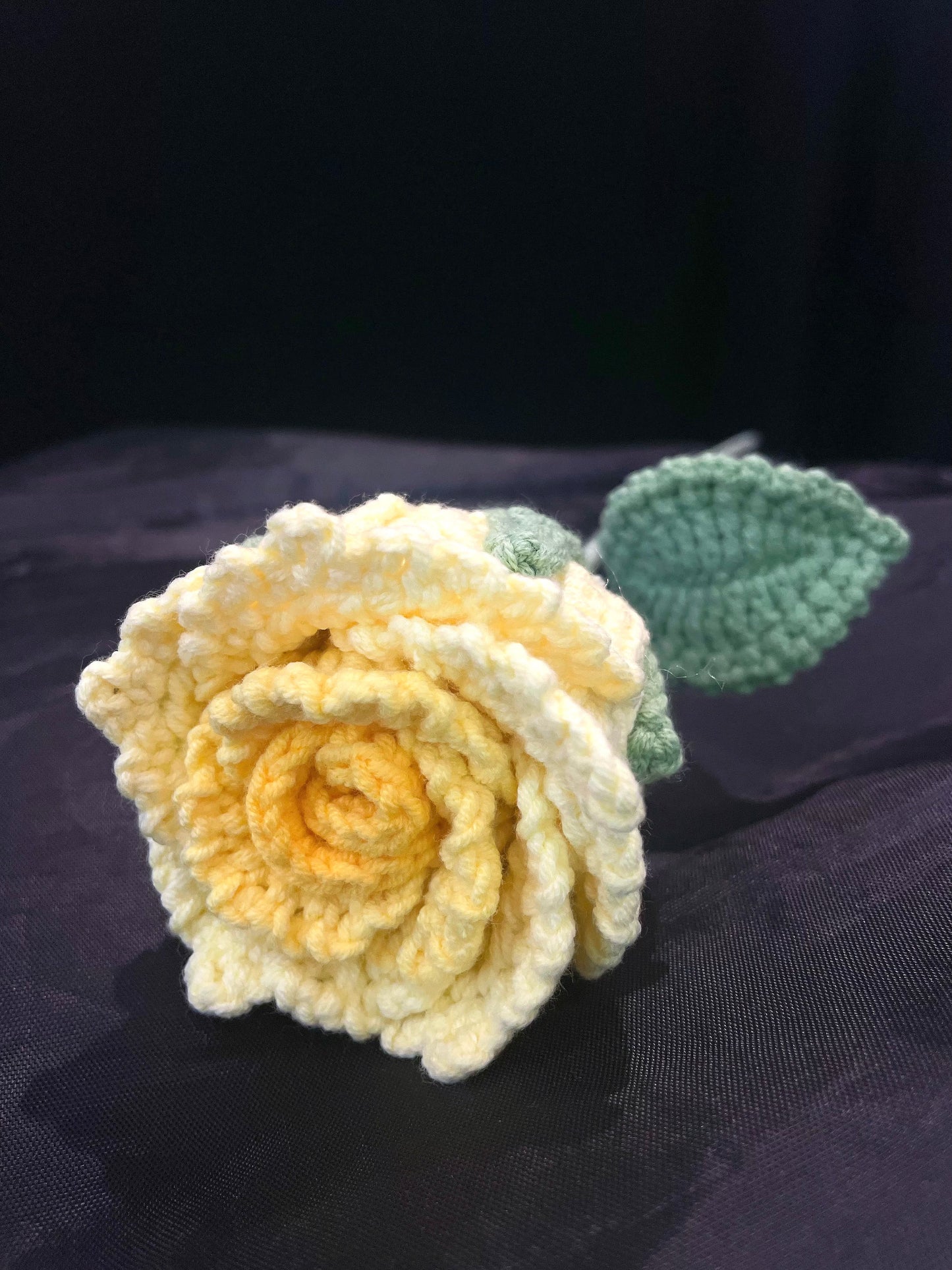 Handmade Crochet Long Stem Flower — Roselle Rose