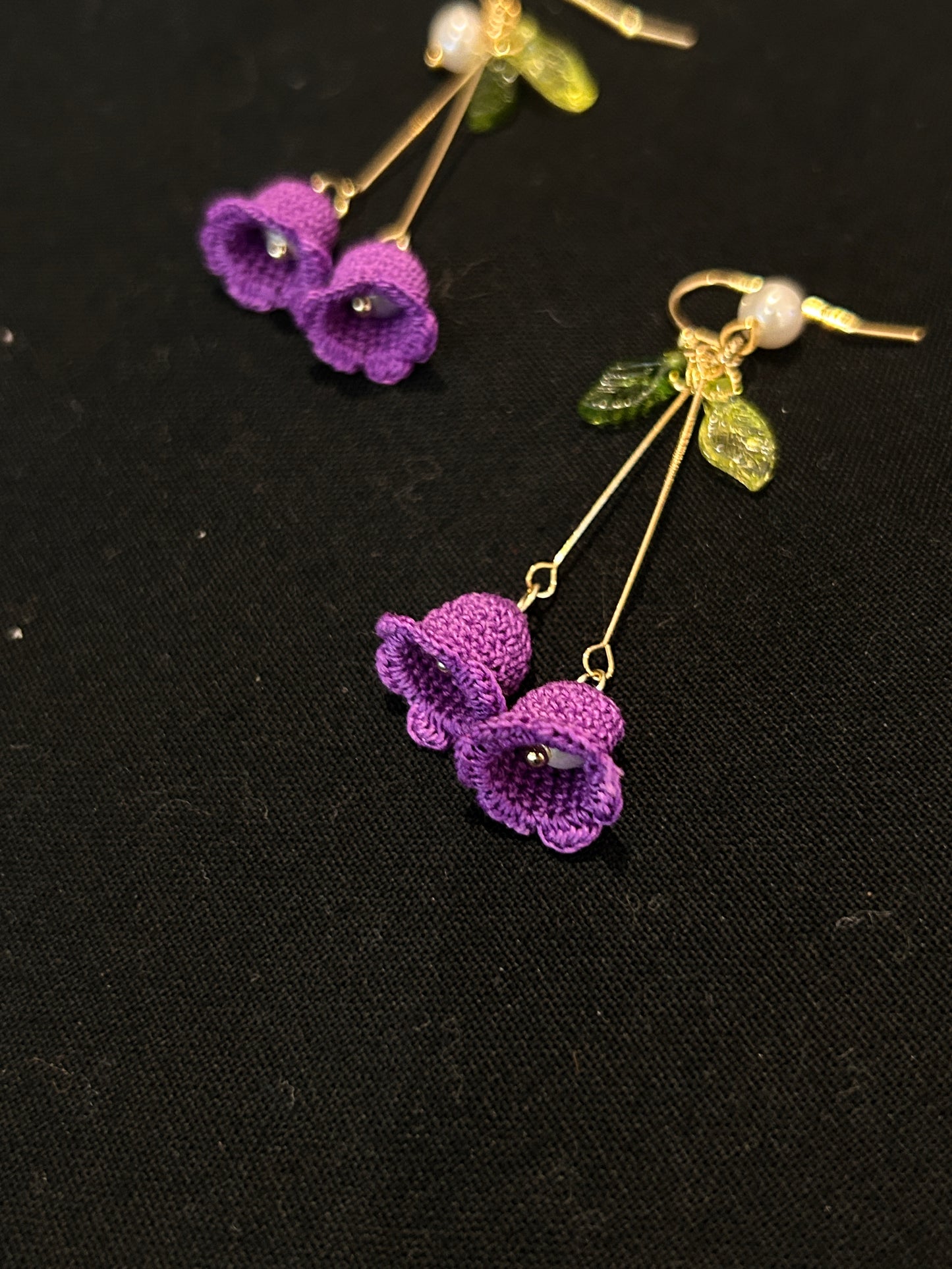 Handmade Micro Crochet Earrings —— Lily of the Valley (Long Drop)
