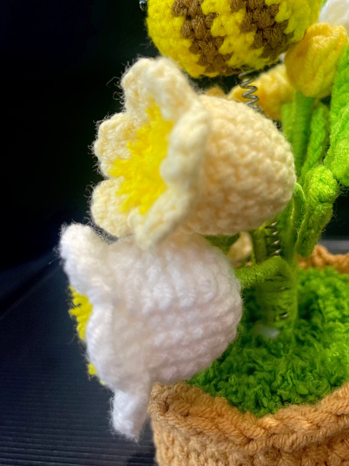 Handmade Crochet Flower Pot —— Flowers & Bee