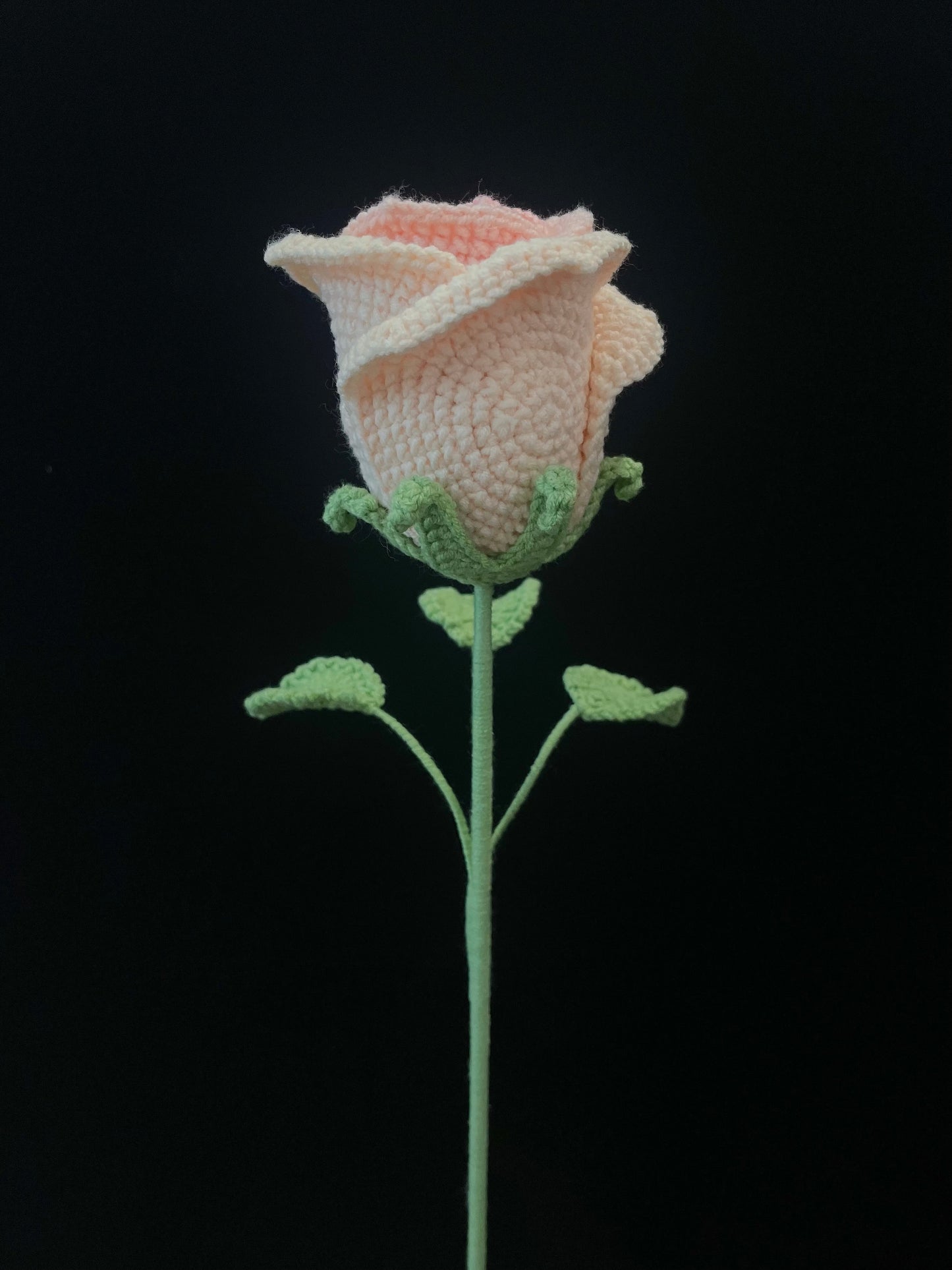 Handmade Crochet Long Stem Flower — Cup-Shaped Rose
