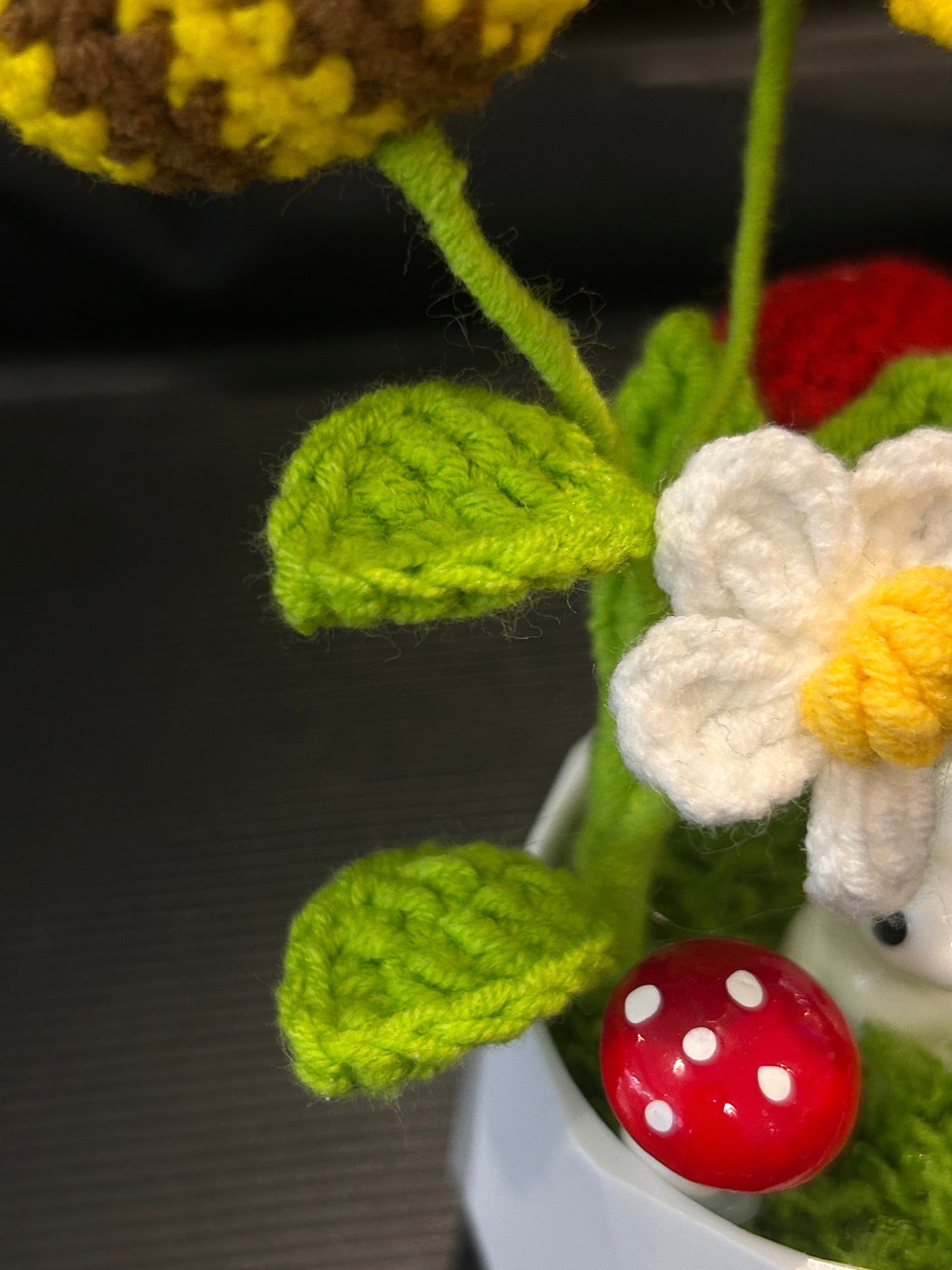 Bee & Sunflower in White Pot