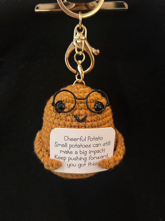 Handmade Crochet Keychain —— Emotional Support Plant (Glasses Potato)