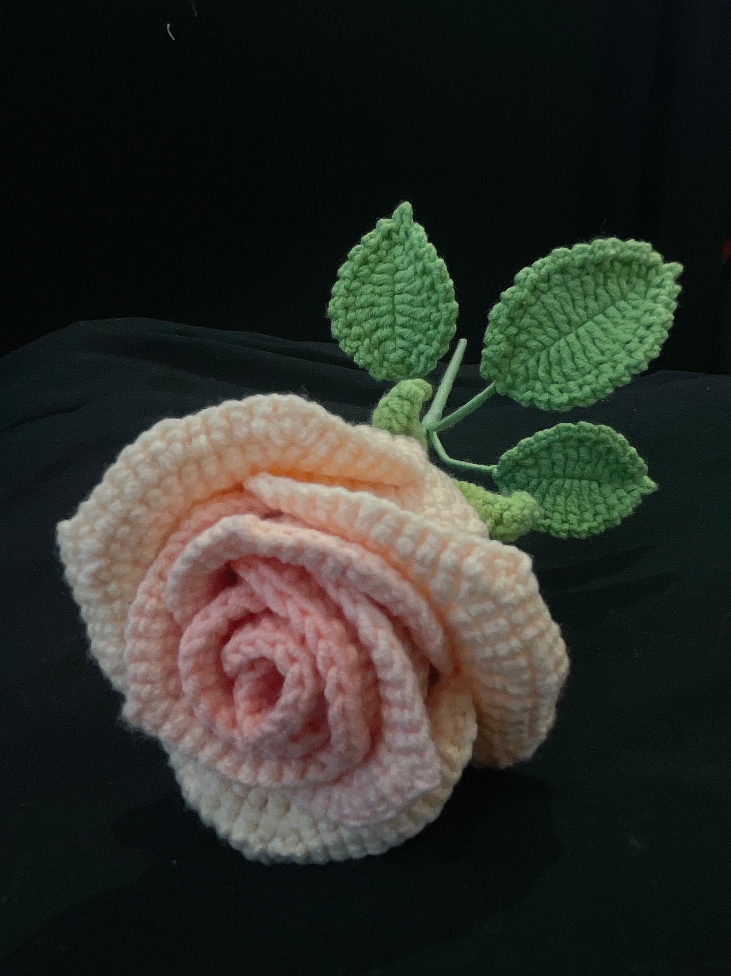 Handmade Crochet Long Stem Flower — Cup-Shaped Rose