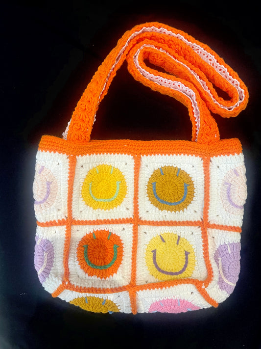 Handmade Crochet Shoulder Bag —— Smiling Face