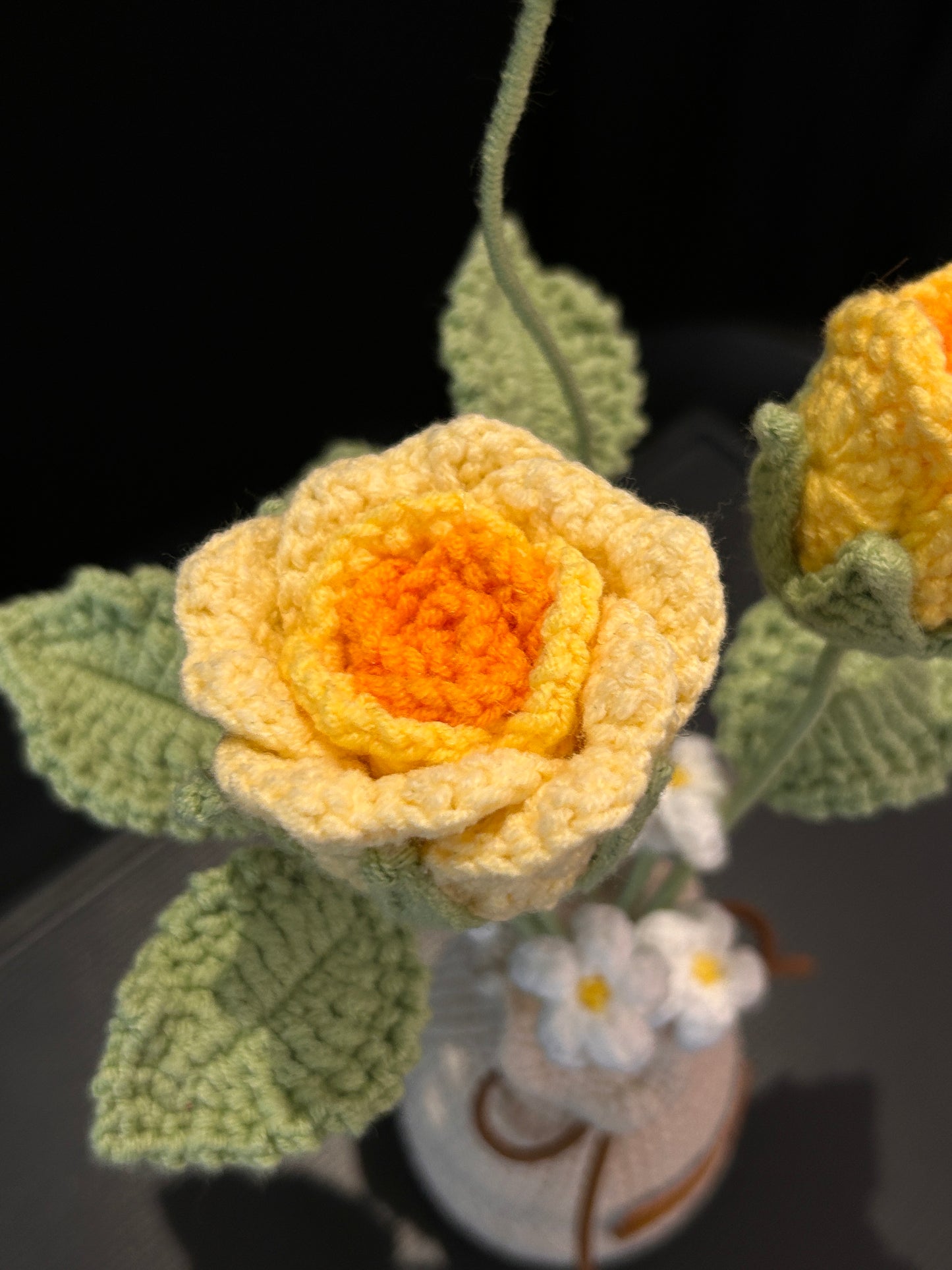 Rose Vase (with Bud & White Flowers)