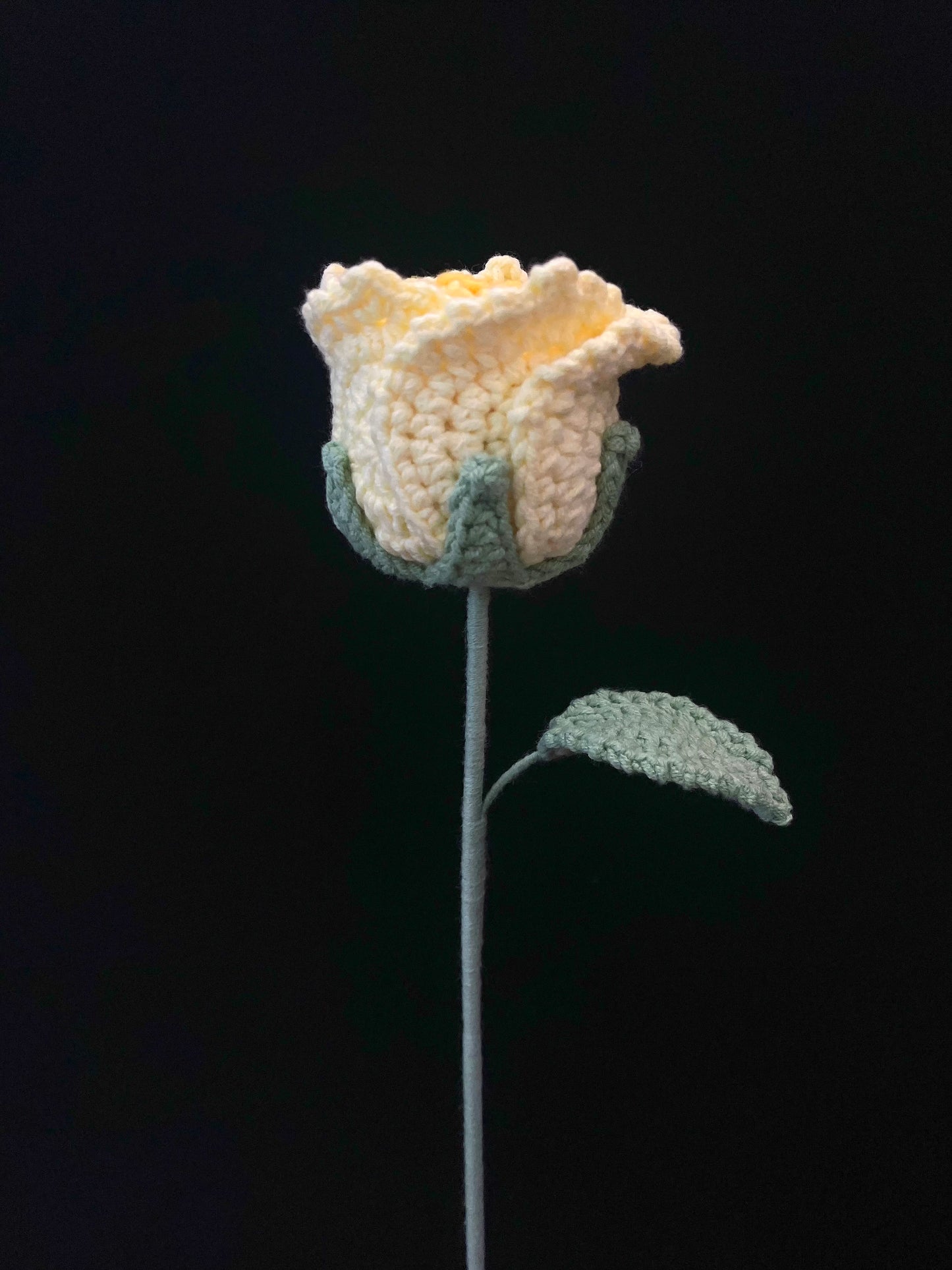 Handmade Crochet Long Stem Flower — Roselle Rose