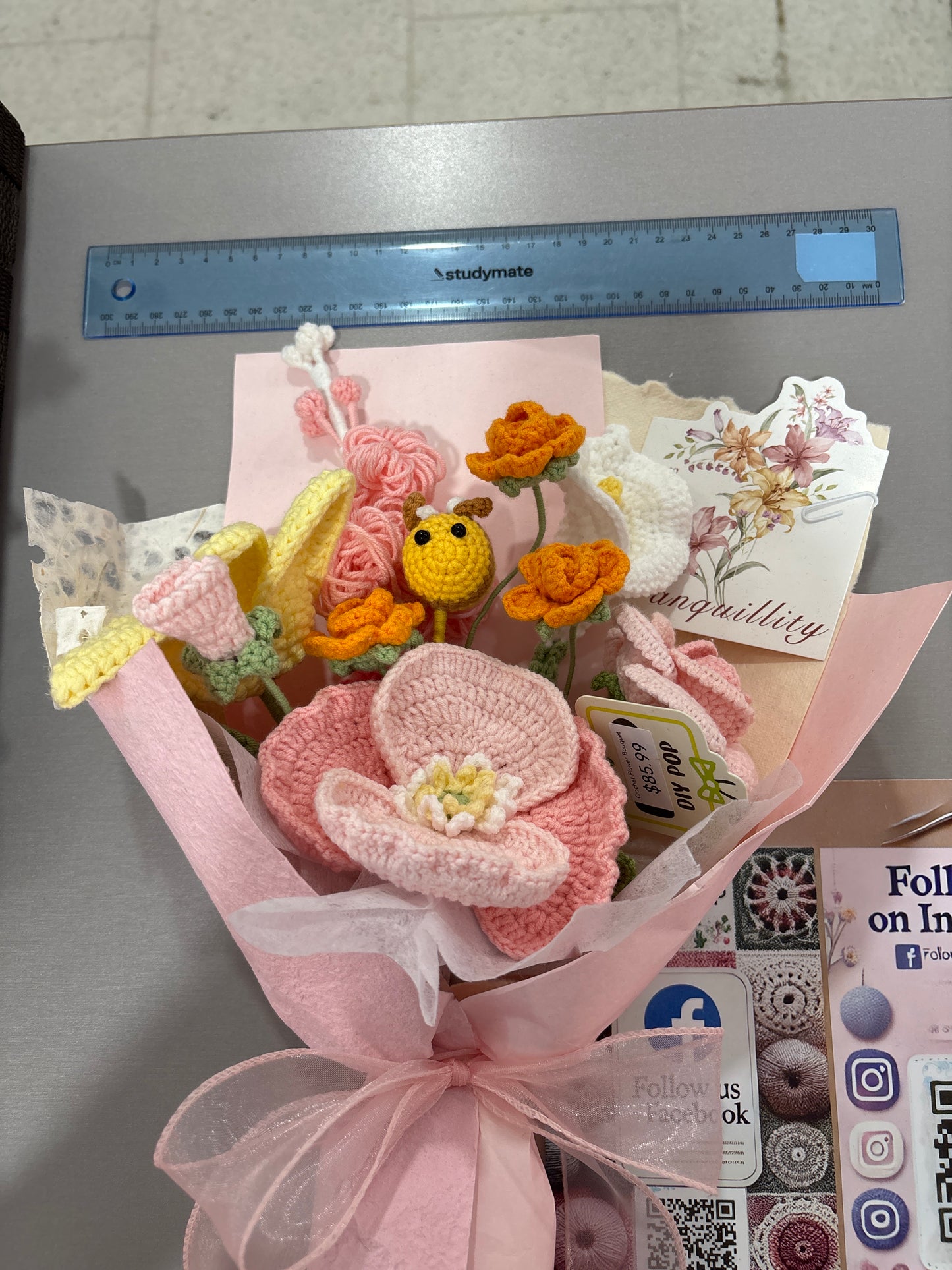 cute mixed crochet flower bouquet