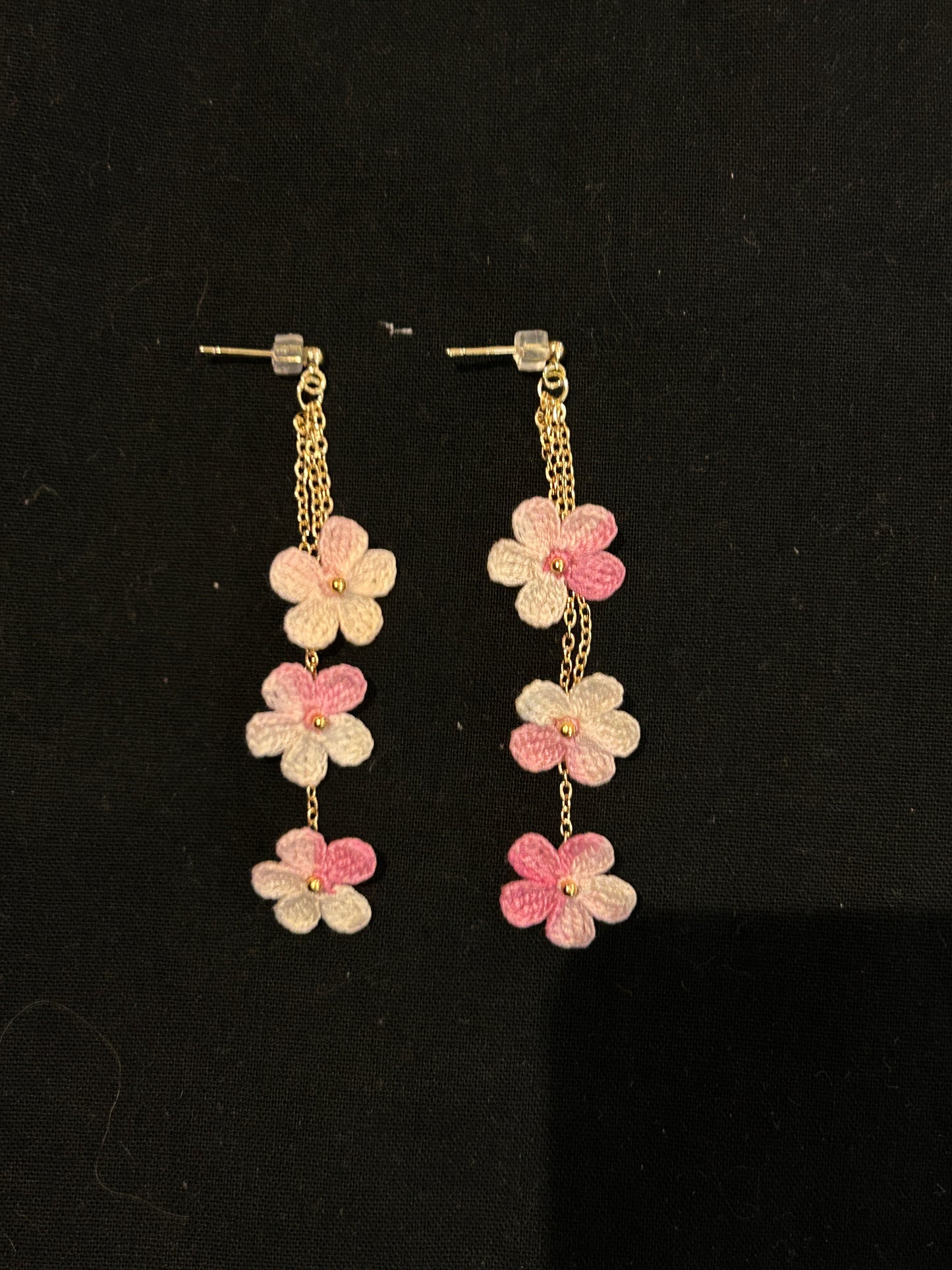 Five-Petal Flower Earrings (Chain)